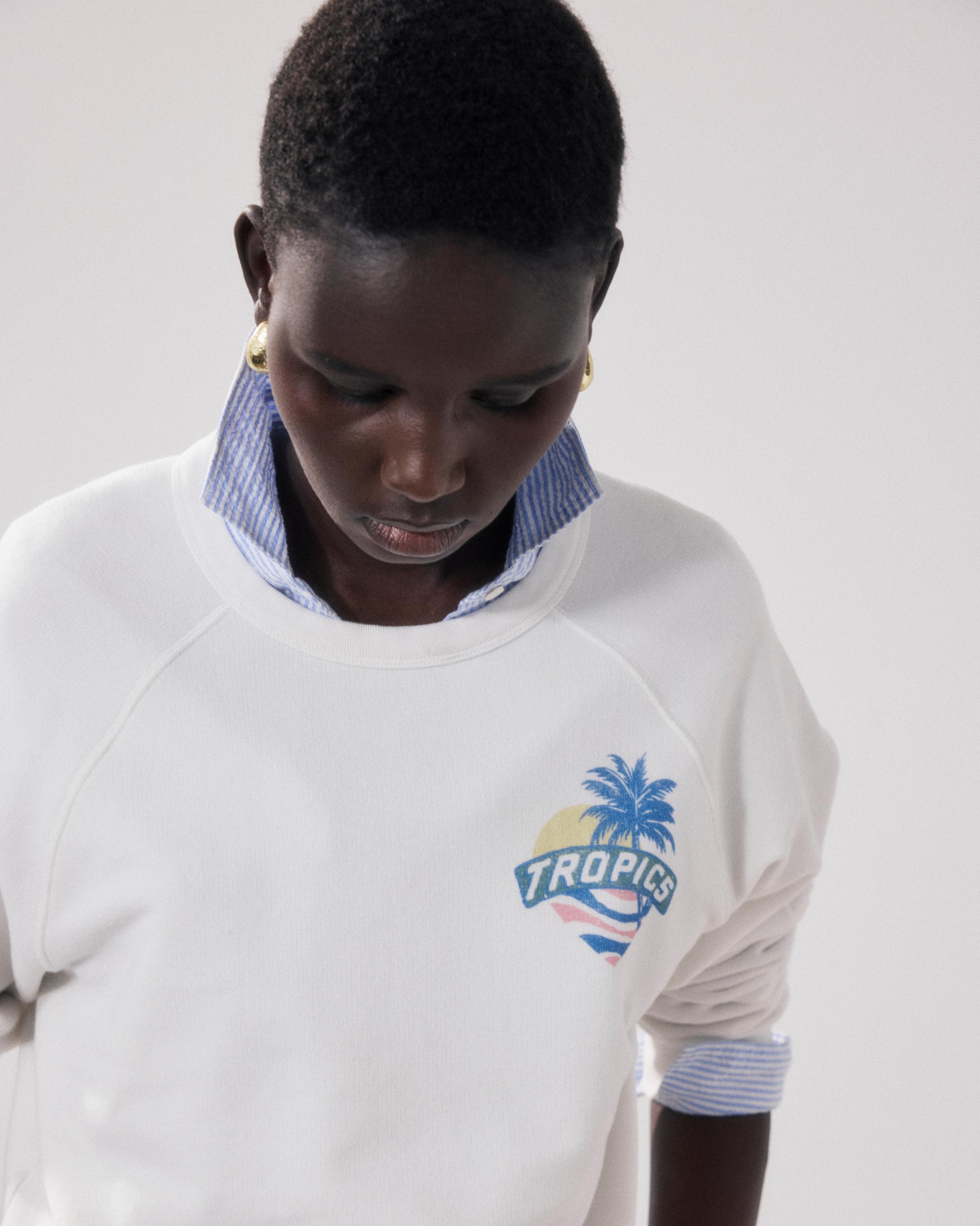 Sweatshirt Femme en Molleton Ecru Tatropic