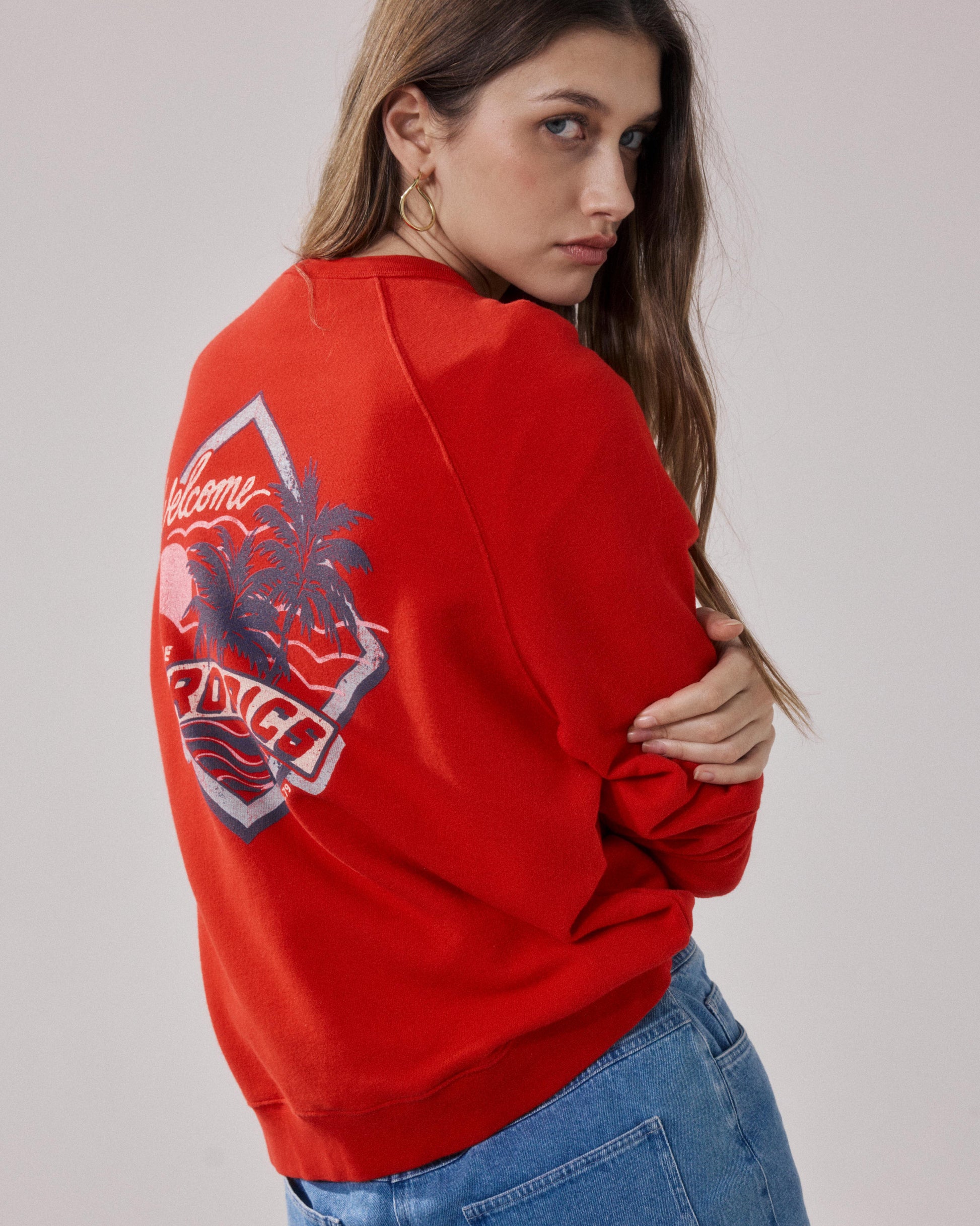 Sweatshirt Femme en Molleton Rouge Tatropic