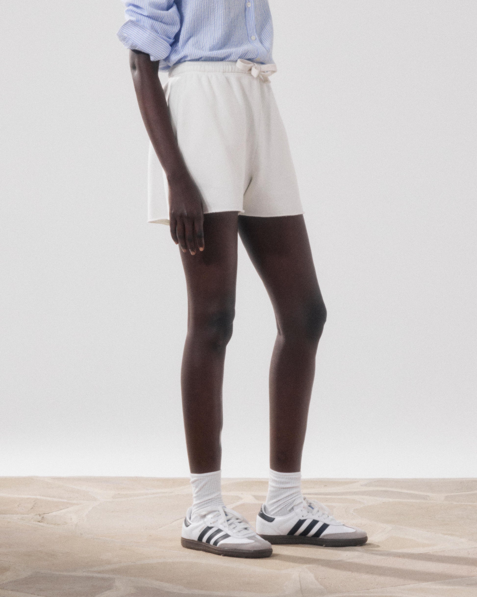 Women's Off-white Fleece Shorts Tiary BFUD512-01