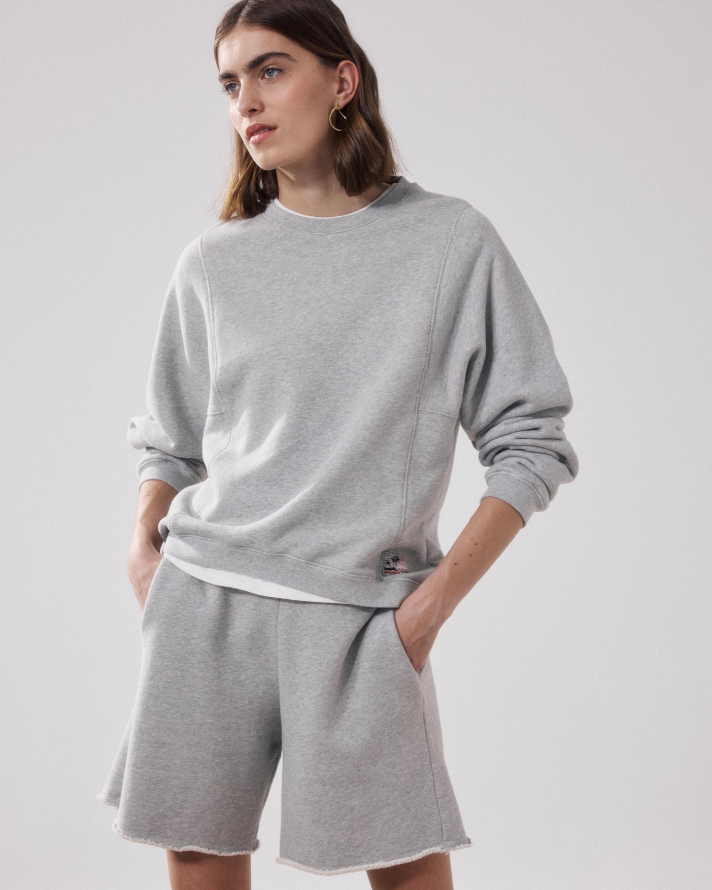 Sweatshirt Femme en Molleton Gris Chiné Tamarillo