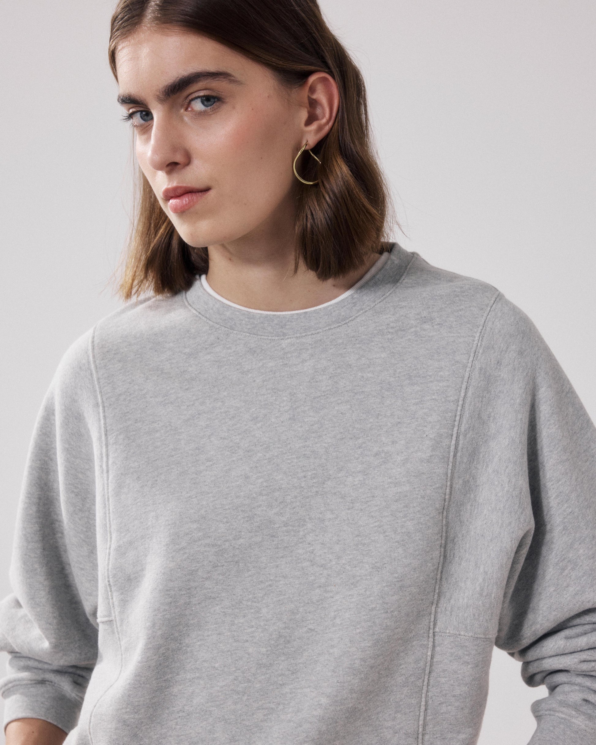 Sweatshirt Femme en Molleton Gris Chiné Tamarillo