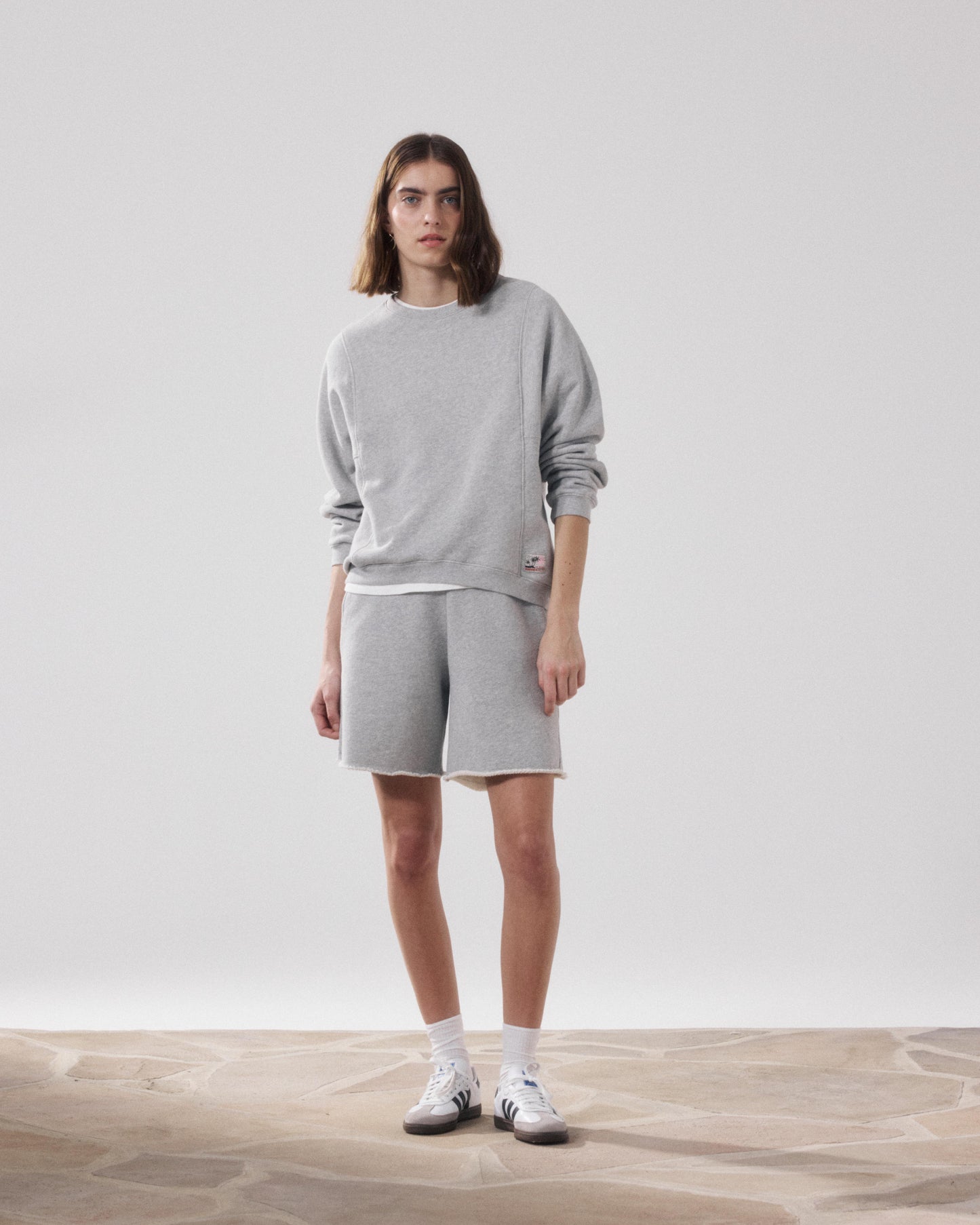 Sweatshirt Femme en Molleton Gris Chiné Tamarillo