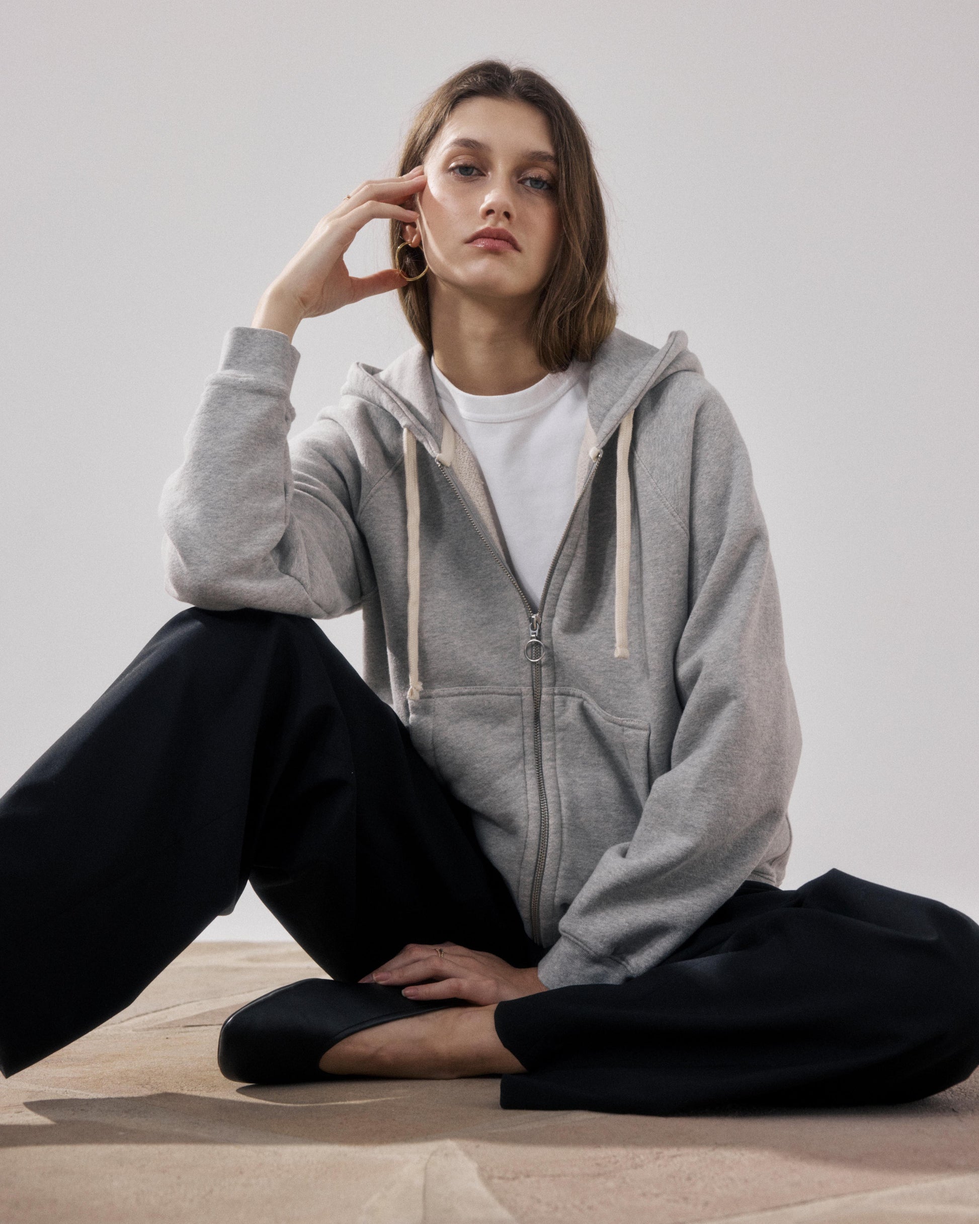 Sweatshirt Femme en Molleton Gris Chiné Tamby