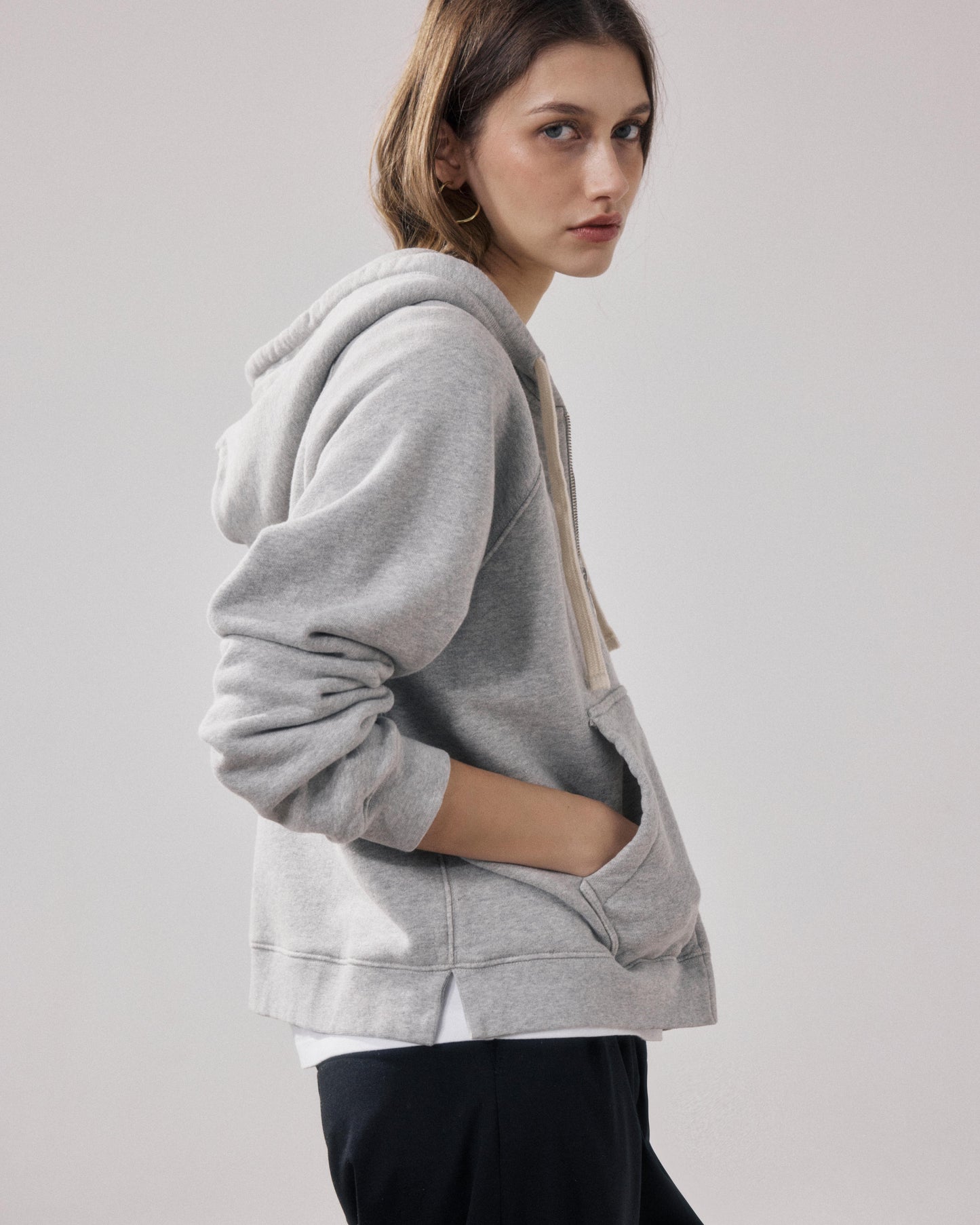 Sweatshirt Femme en Molleton Gris Chiné Tamby