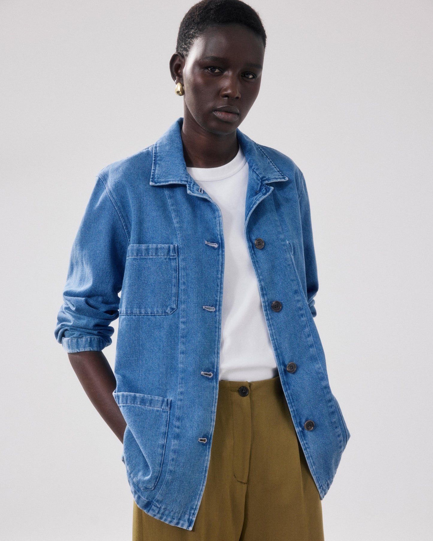 Verdi Light Blue Denim Jacket for Women BFVE617-01
