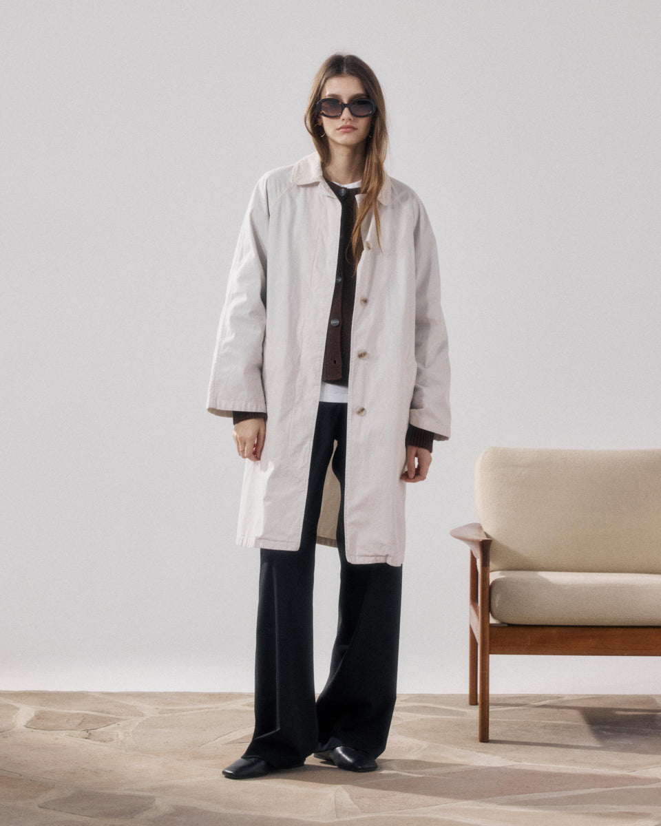 Manteau Femme en Gabardine De Coton Beige Vibe - Image principale