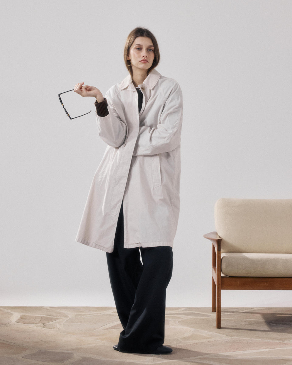 Manteau Femme en Gabardine De Coton Beige Vibe - Image alternative