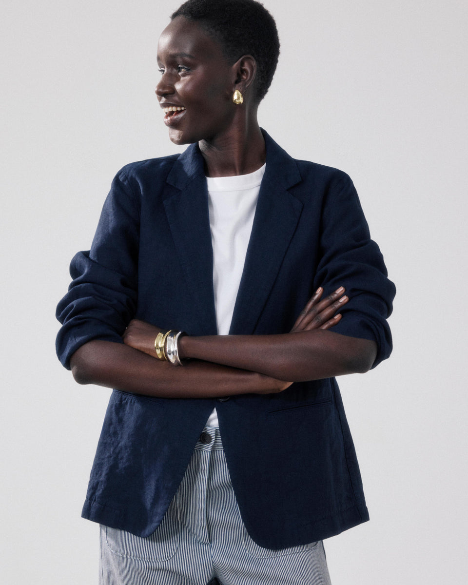 Veste Femme en Lin Bleu Nuit Virna - Image principale