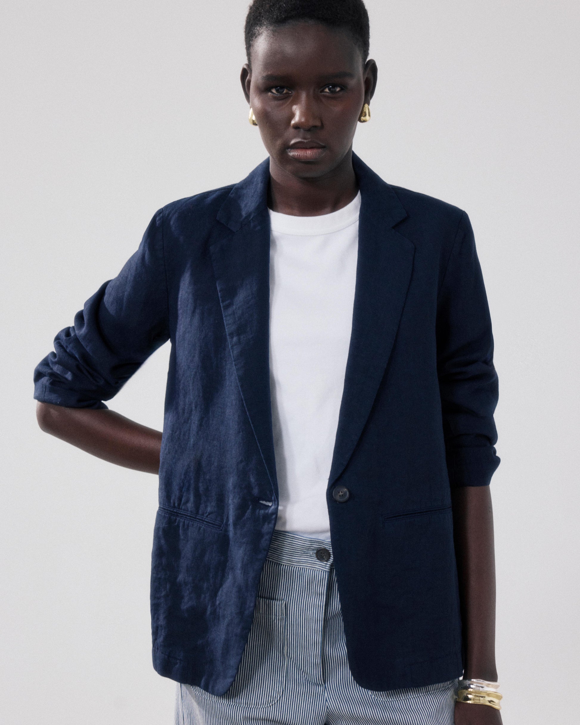 Veste Femme en Lin Bleu Nuit Virna