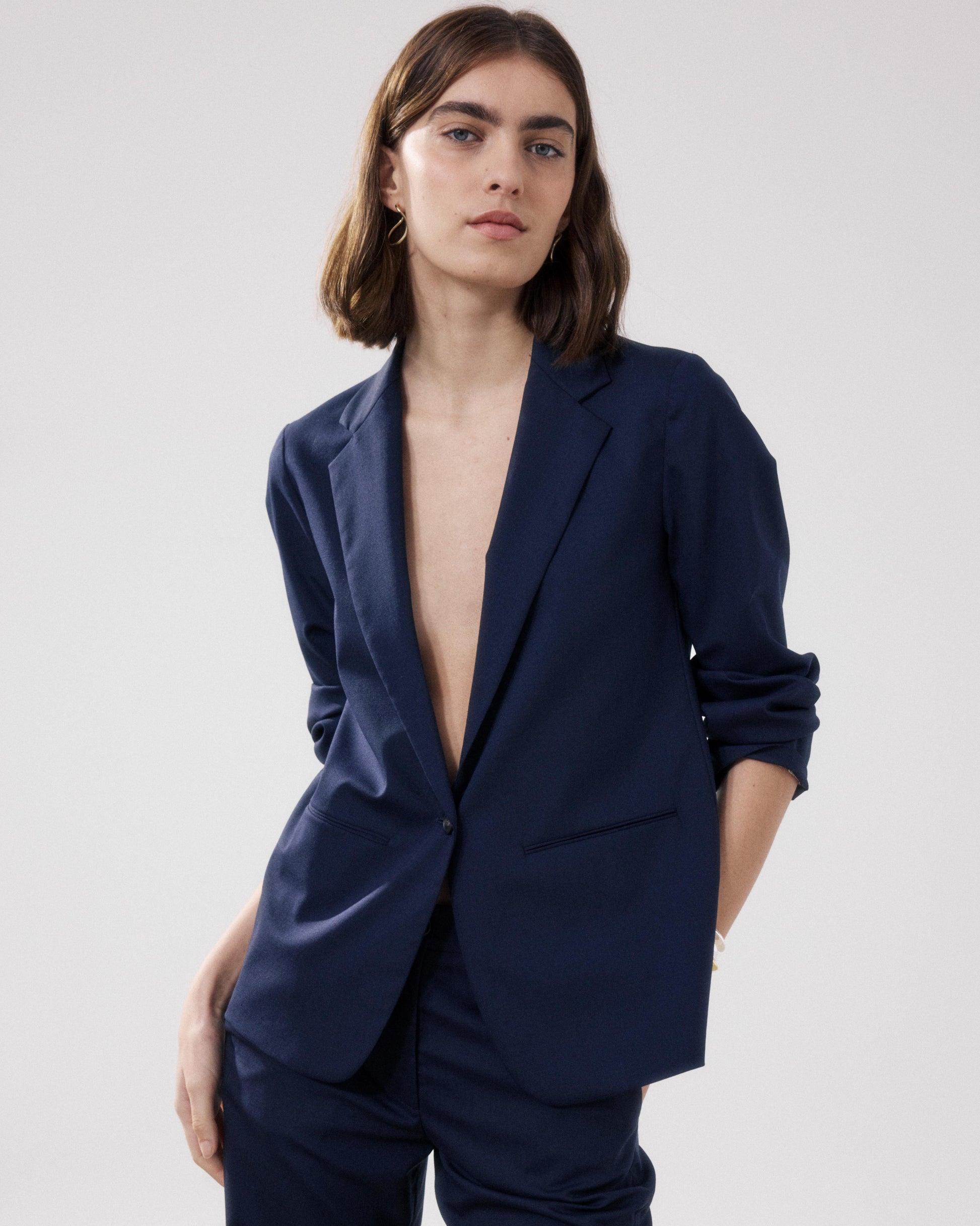 Veste Femme en Laine Bleu Marine Virna