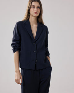 Veste Femme en Crepe Bleu Nuit Vizir