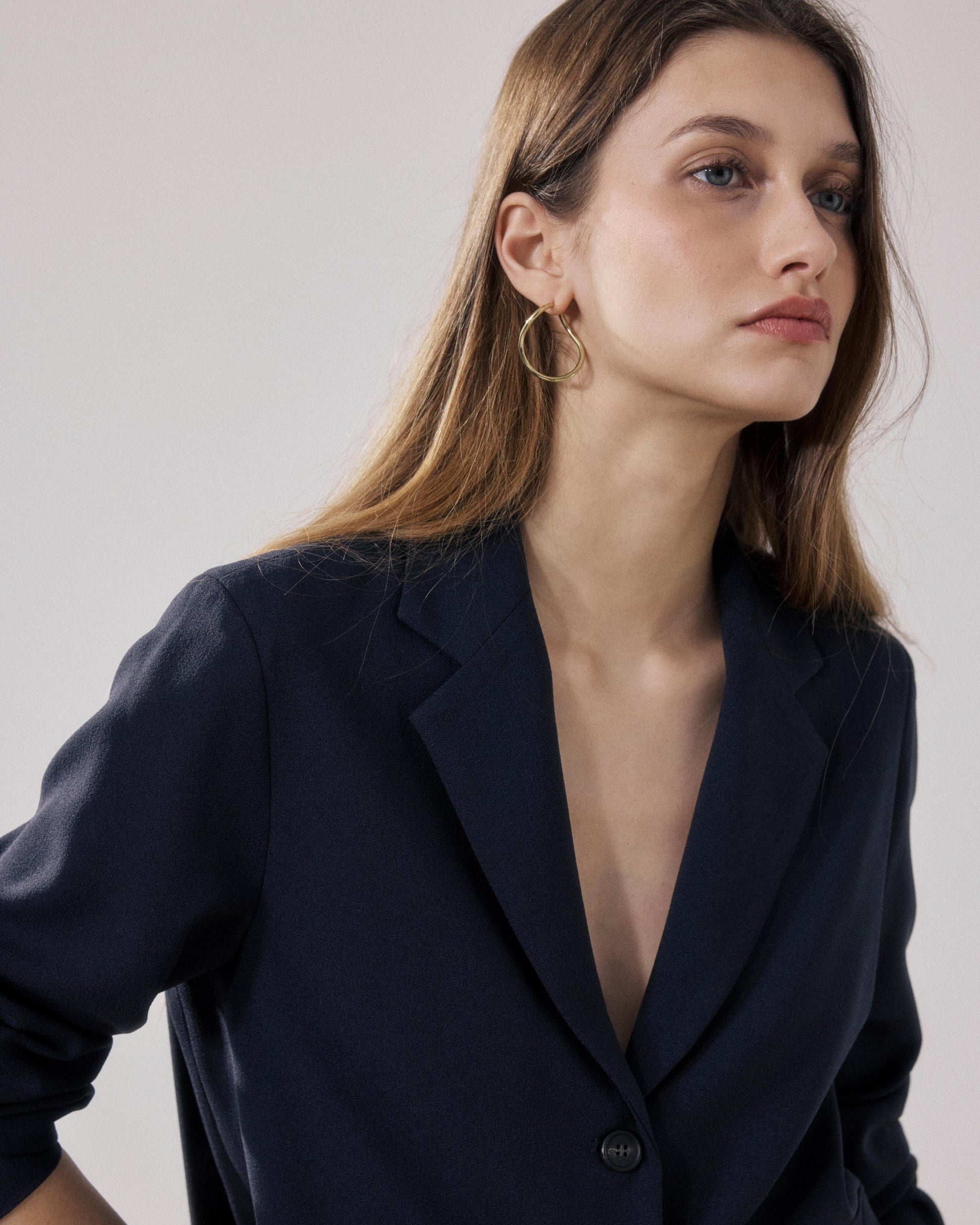 Veste Femme en Crepe Bleu Nuit Vizir