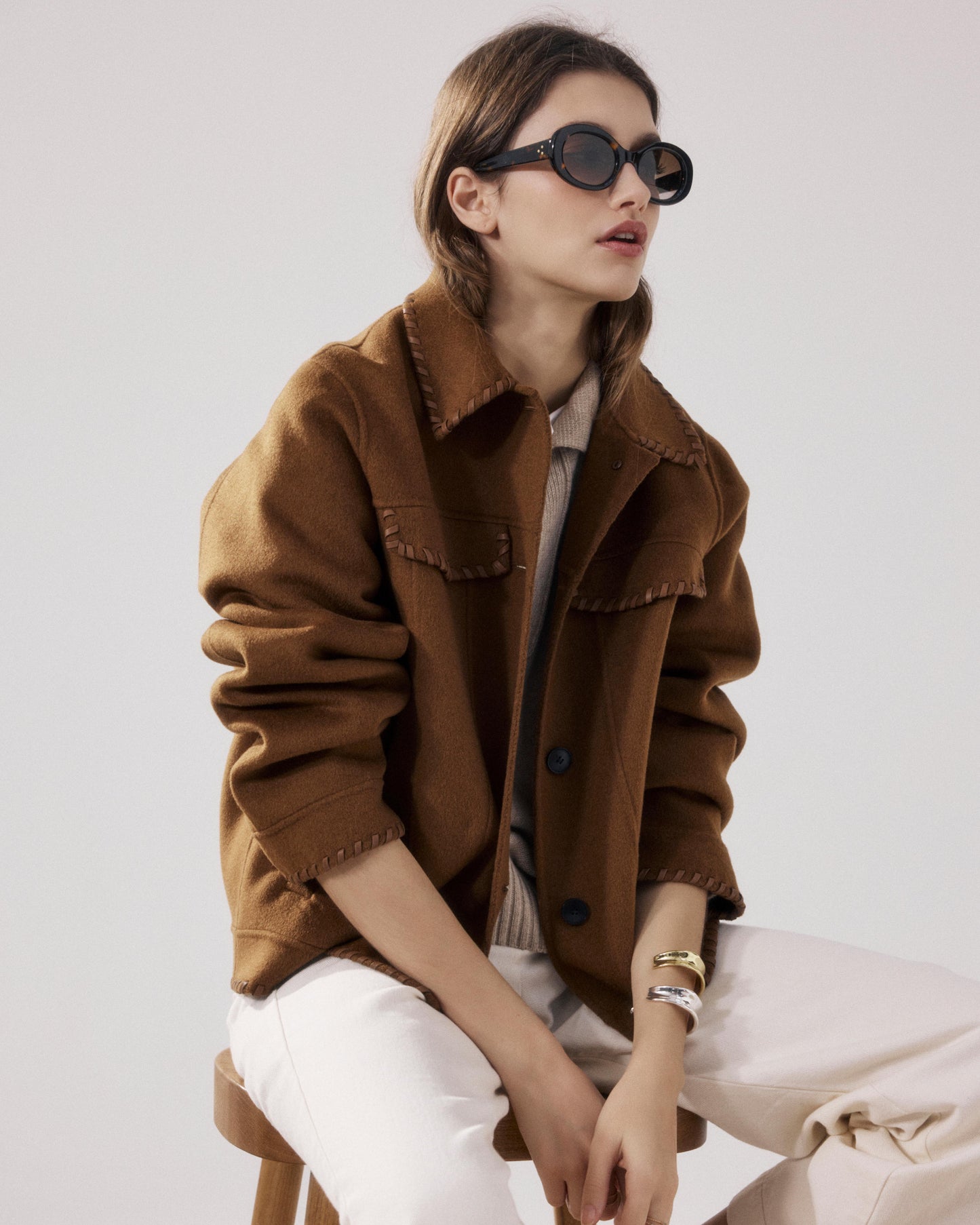 Veste Femme en Laine Double Face Bronze Vanice