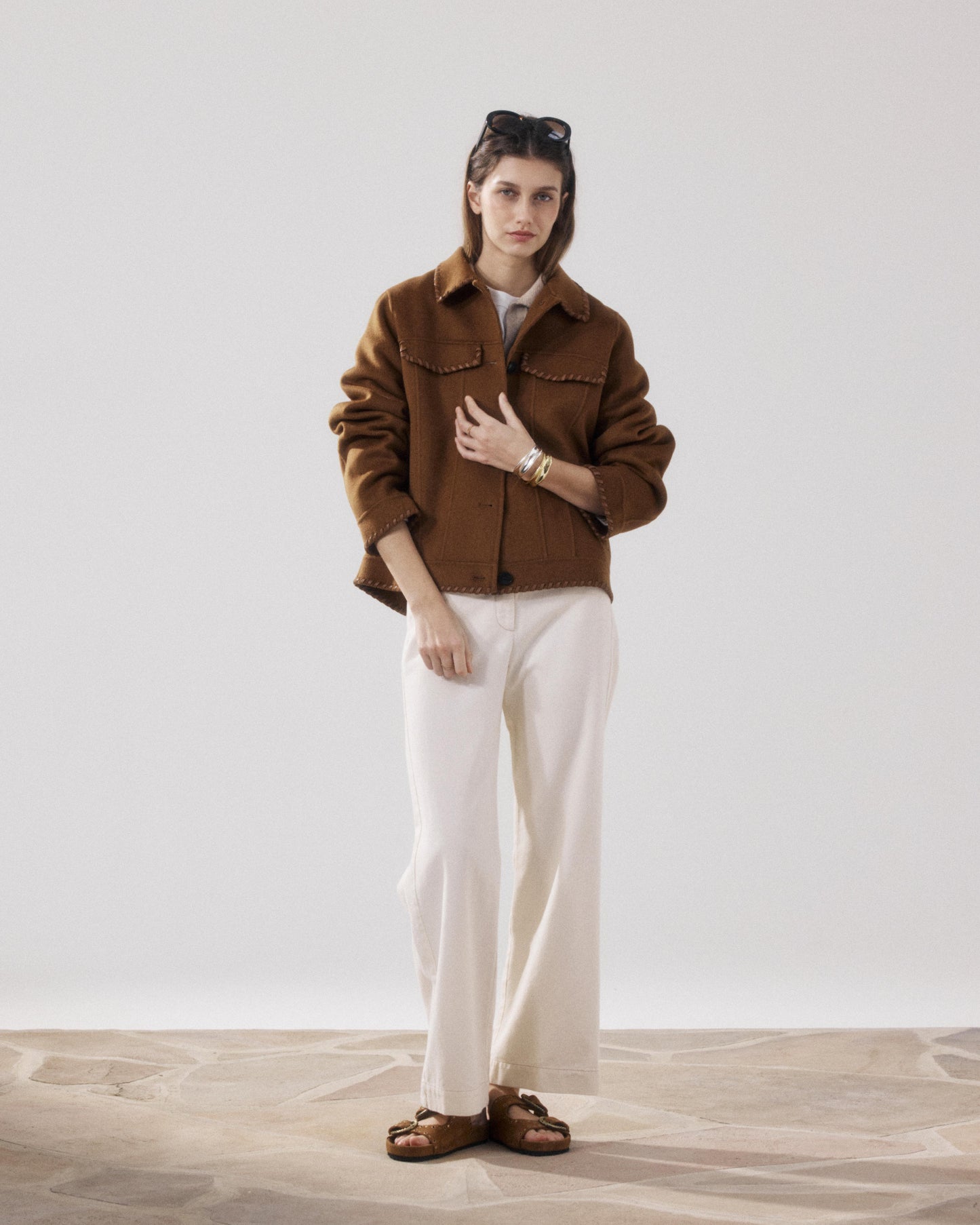 Veste Femme en Laine Double Face Bronze Vanice