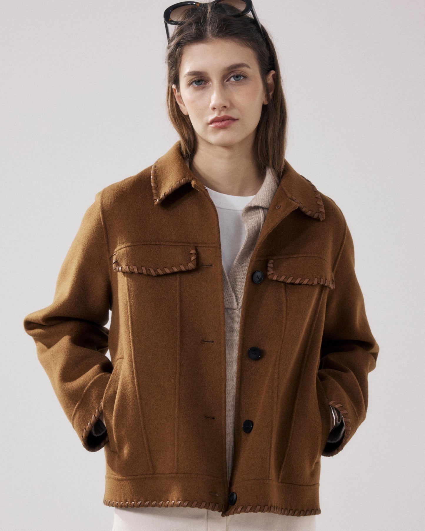 Veste Femme en Laine Double Face Bronze Vanice