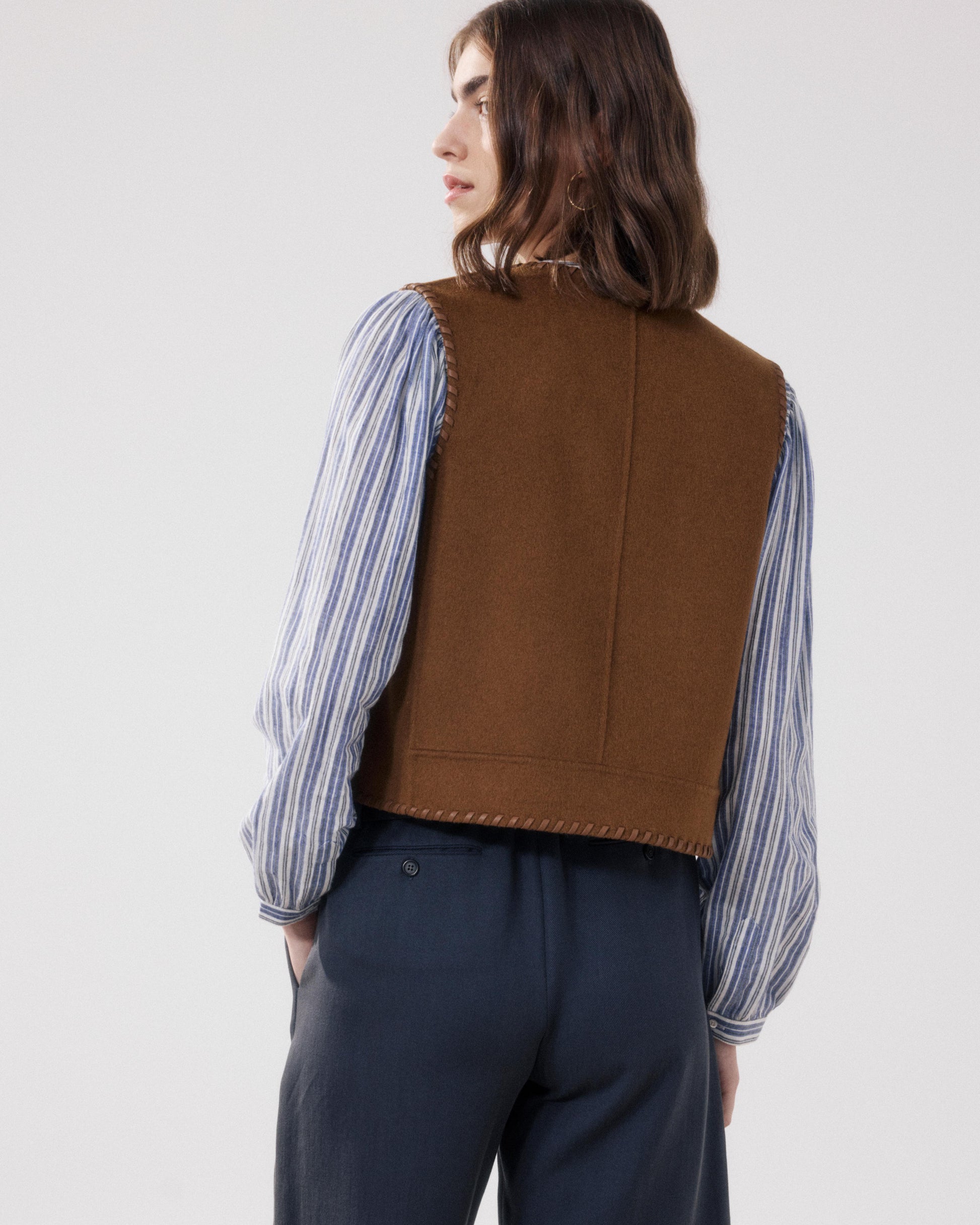 Women's Double-Faced Bronze Wool Vest Van BFVP555-02
