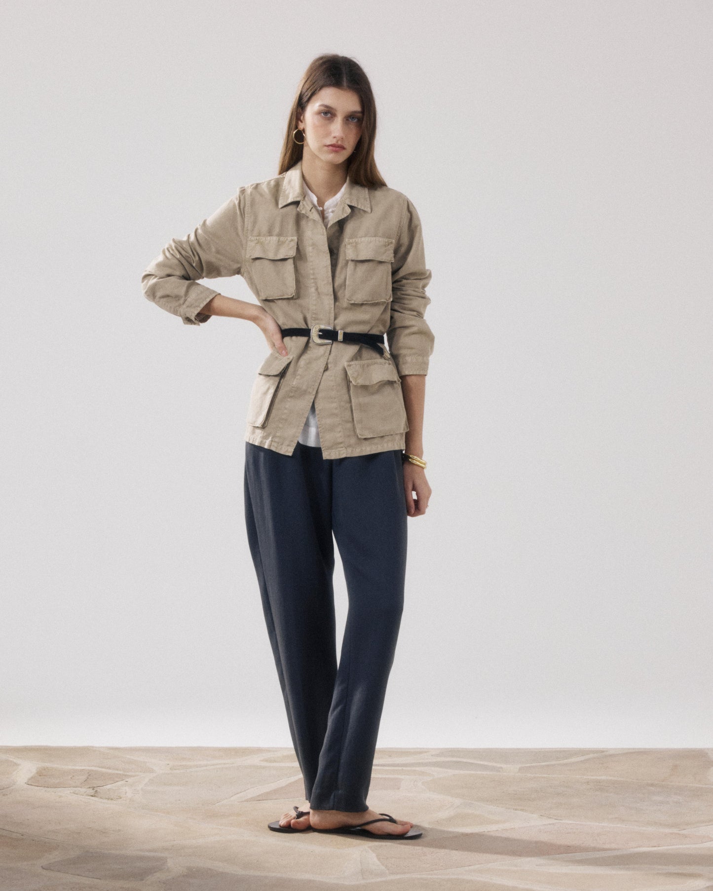 Veste Femme en Toile De Lin & Coton Khaki Vea