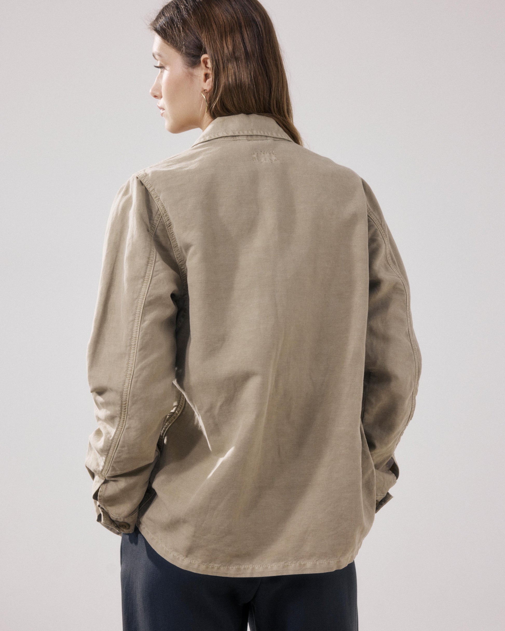 Veste Femme en Toile De Lin & Coton Khaki Vea