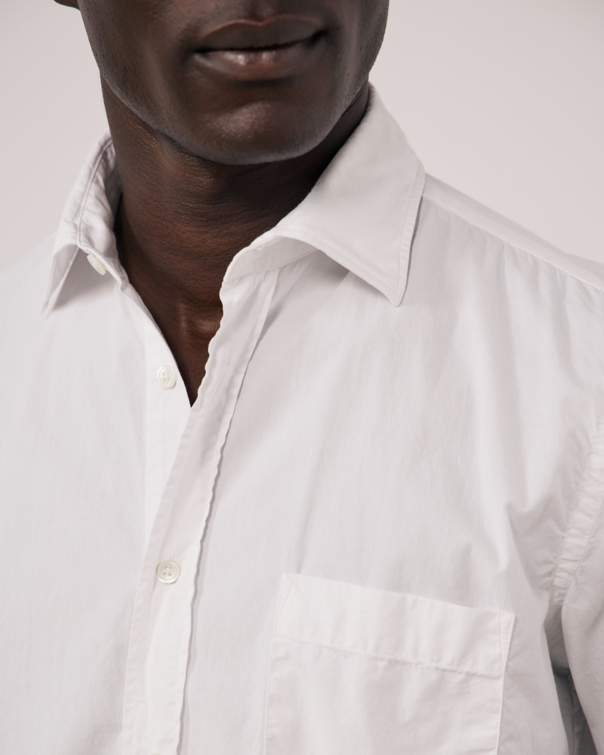 Chemise Homme en Gabardine de Coton Blanc Paul