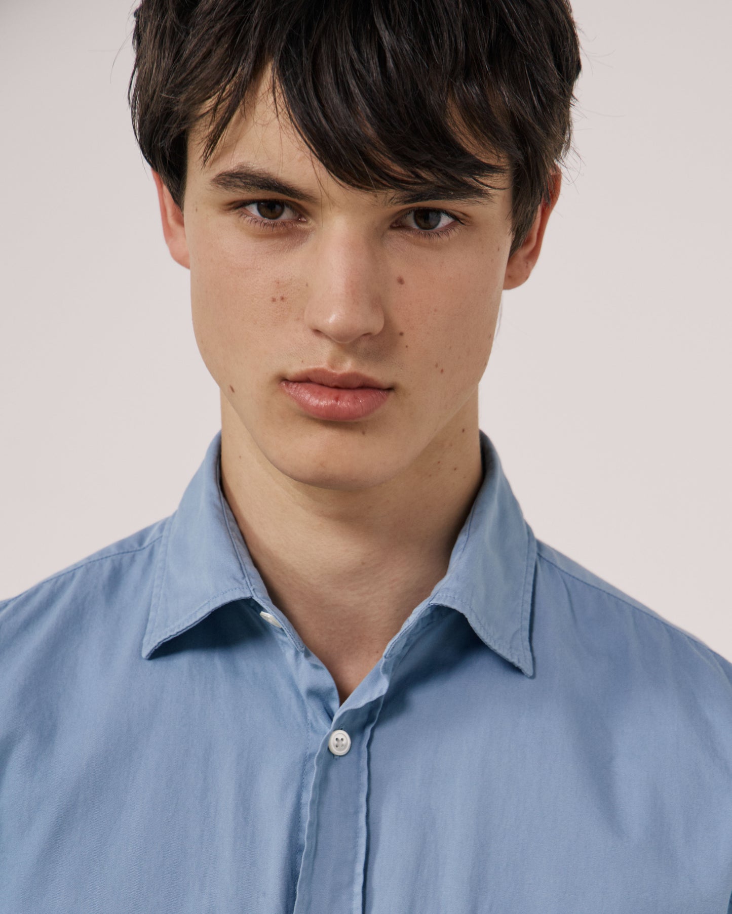 Chemise Homme en Gabardine de Coton Bleu Chambray Paul