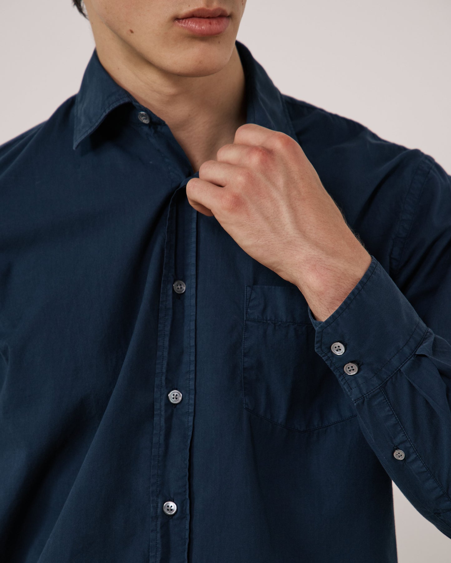 Chemise Homme en Gabardine de Coton Carbone Paul