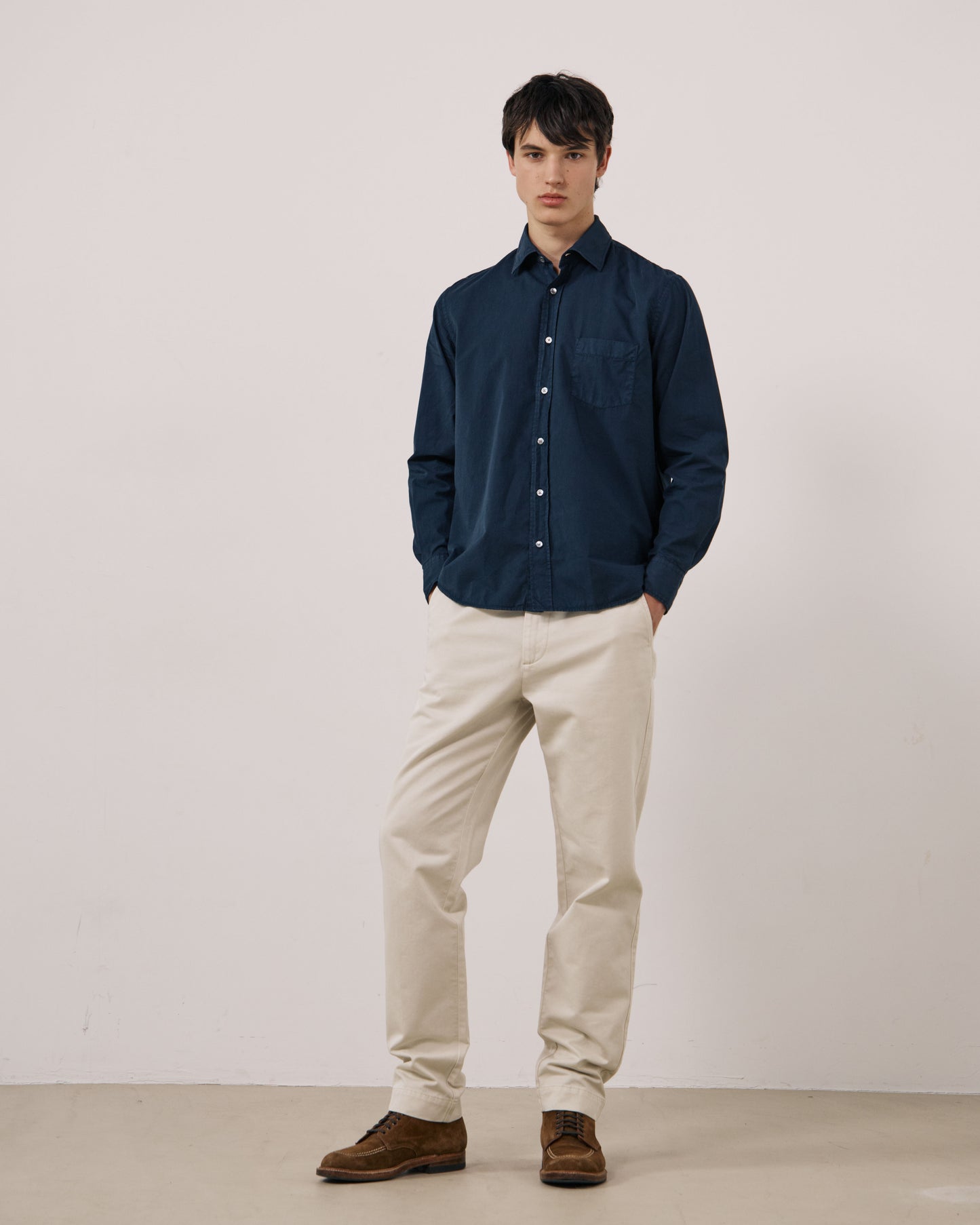 Chemise Homme en Gabardine de Coton Carbone Paul