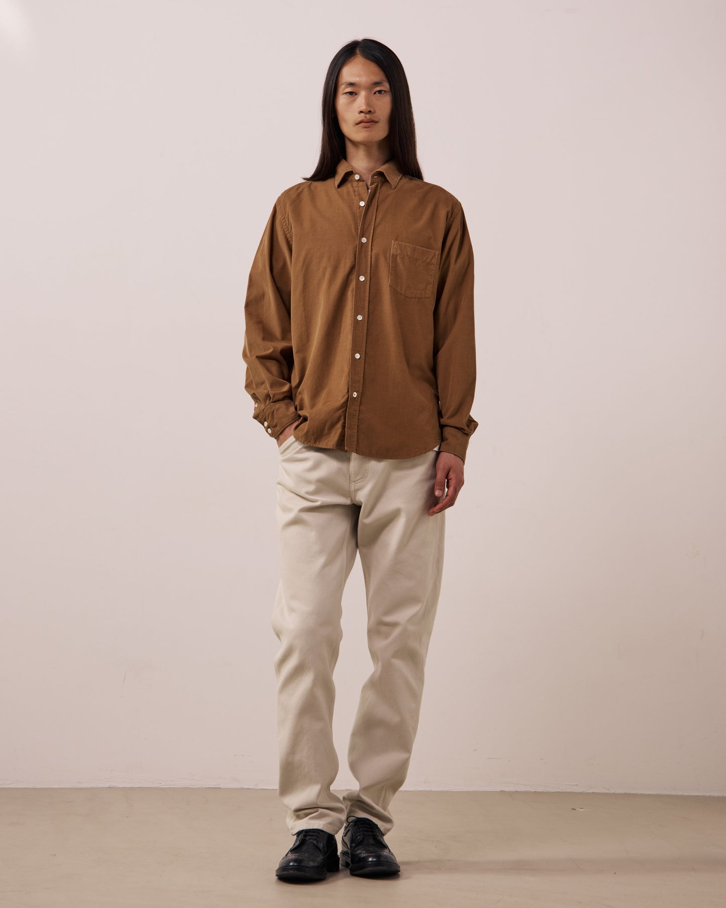 Chemise Homme en Velours Côtelé Fin Cognac Paul