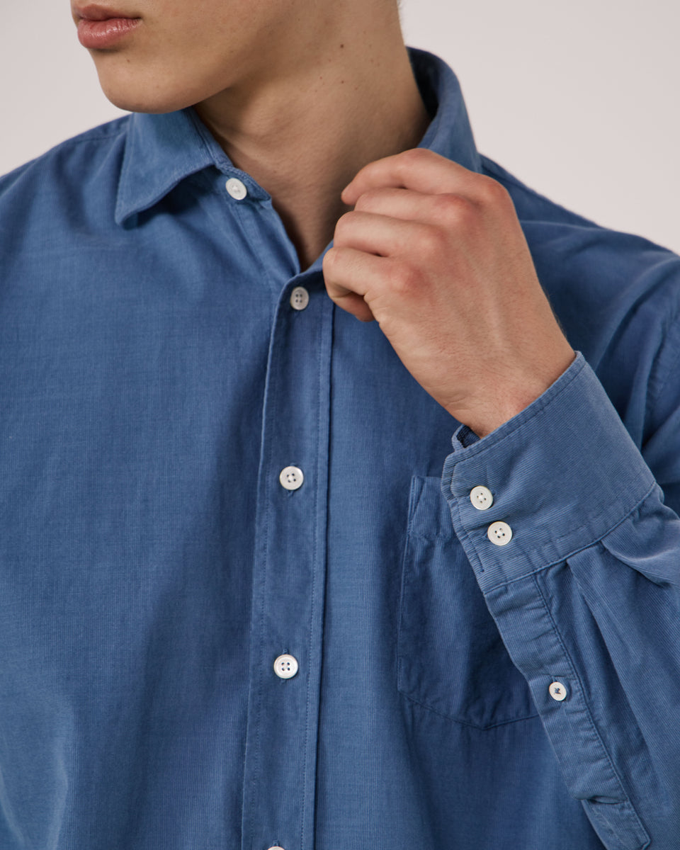 Chemise Homme en Velours Côtelé Fin Bleu Cobalt Paul - Image 3