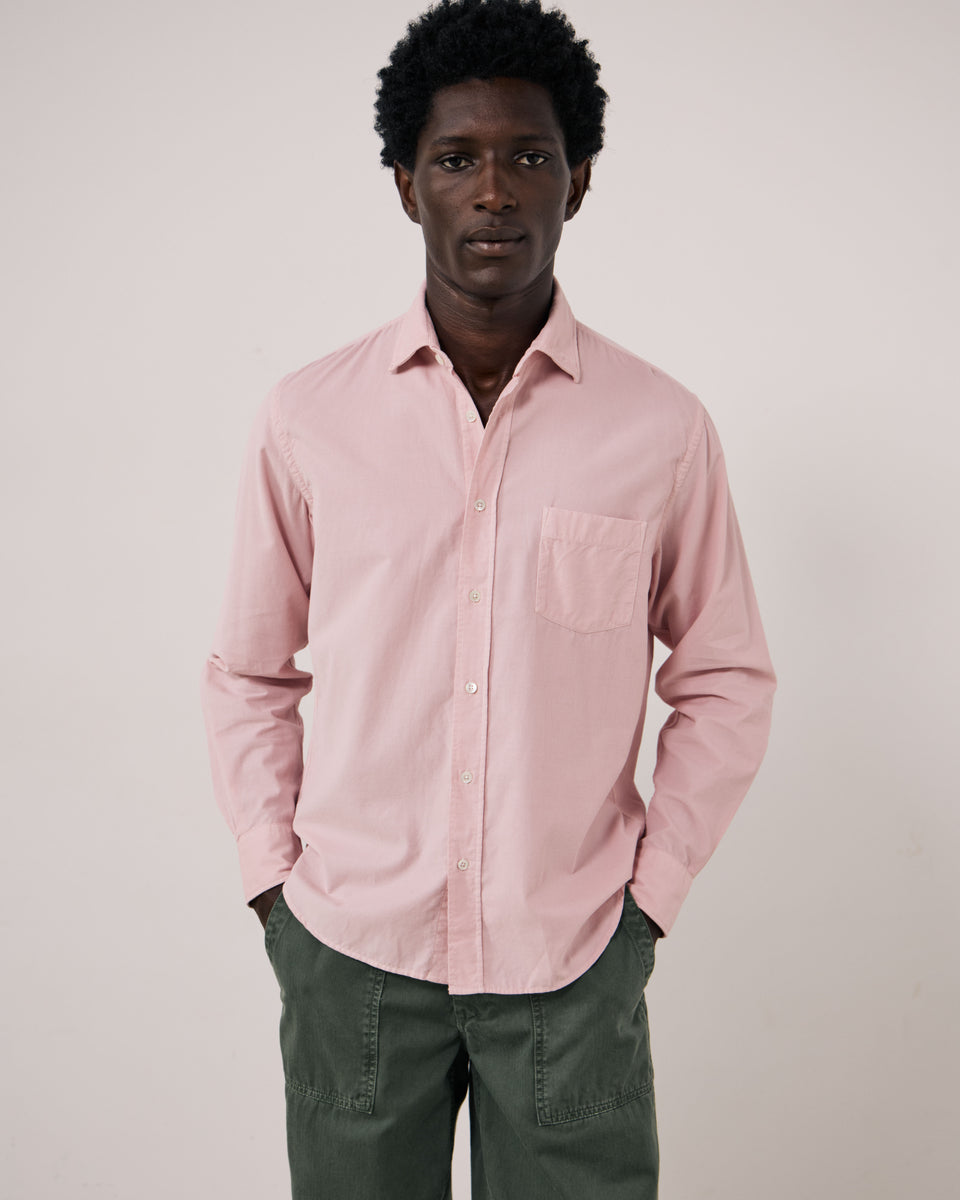 Chemise Homme en Velours Côtelé Fin Rose Poudré Paul - Image principale