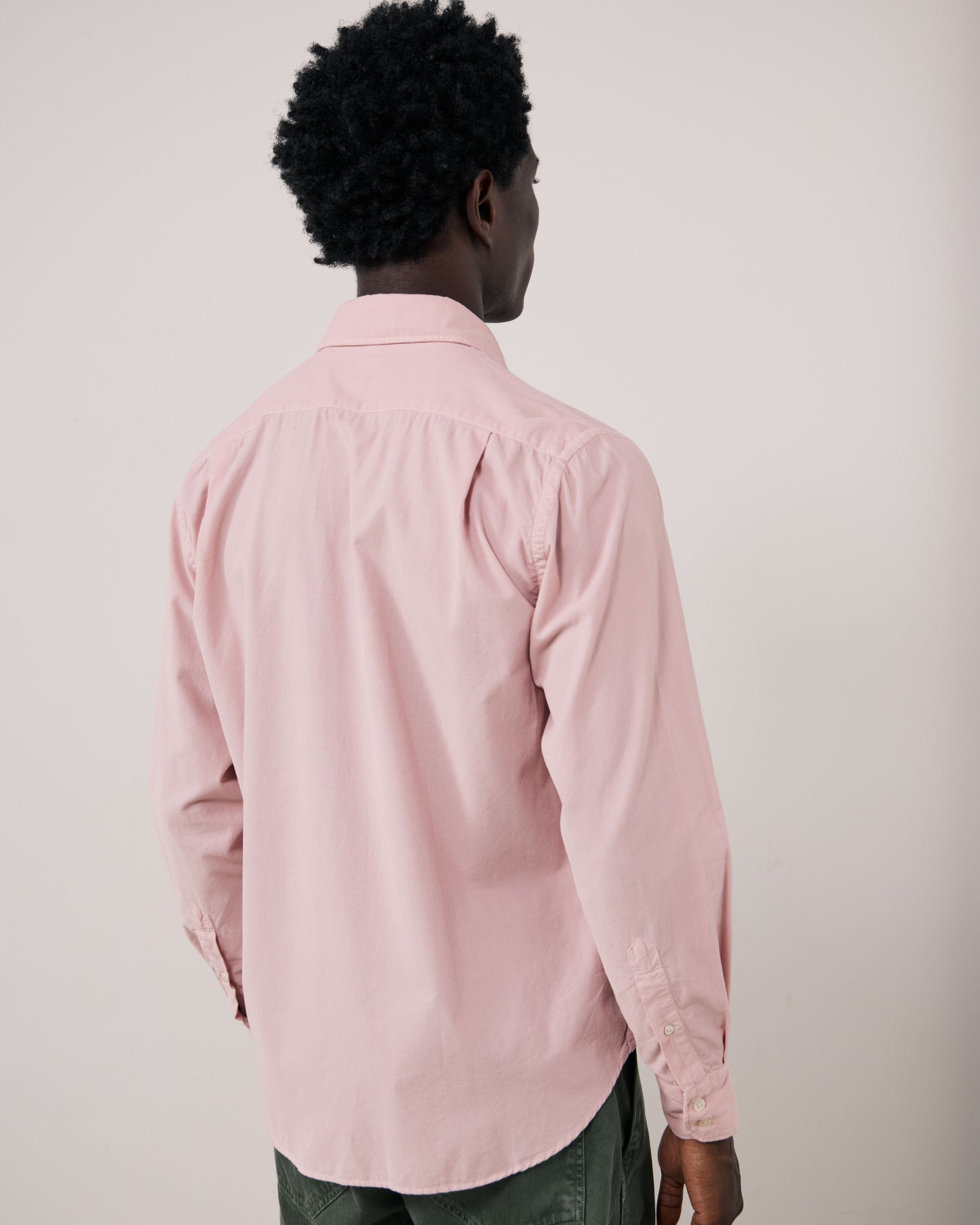 Chemise Homme en Velours Côtelé Fin Rose Poudré Paul