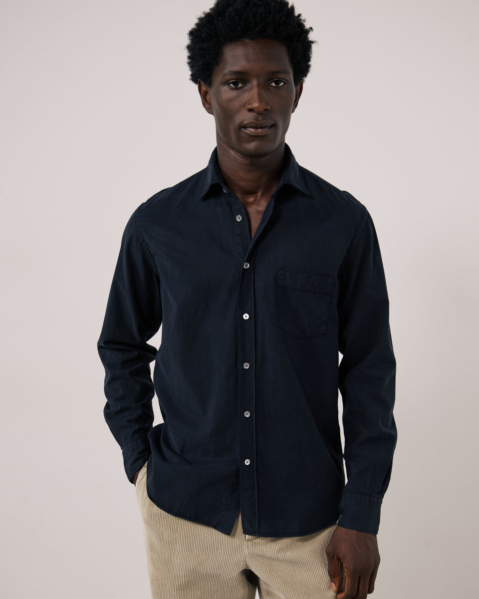Chemise Homme en Tencel & Coton Bleu Marine Paul - Image principale