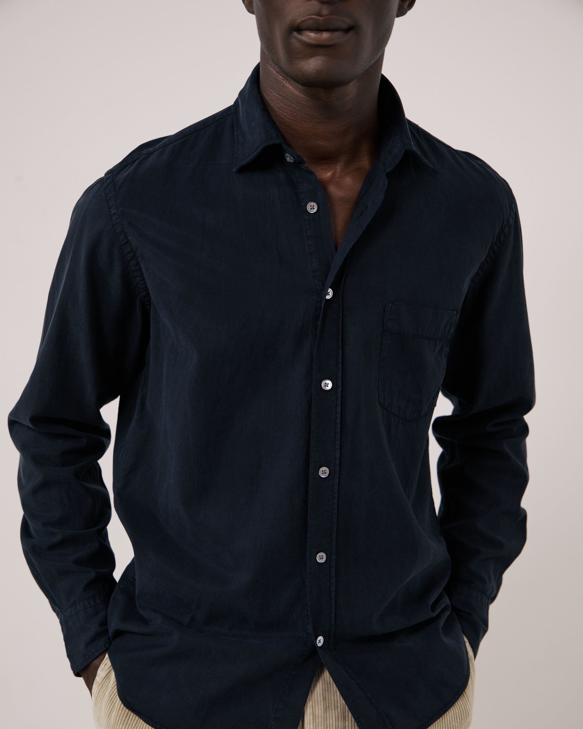 Chemise Homme en Tencel & Coton Bleu Marine Paul
