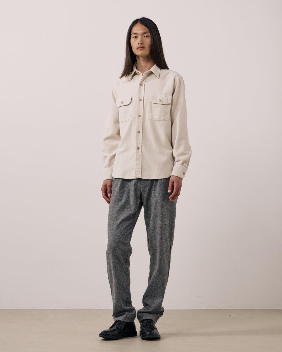 Chemise Homme en Flanelle de Coton Ecru Paco - Image 2
