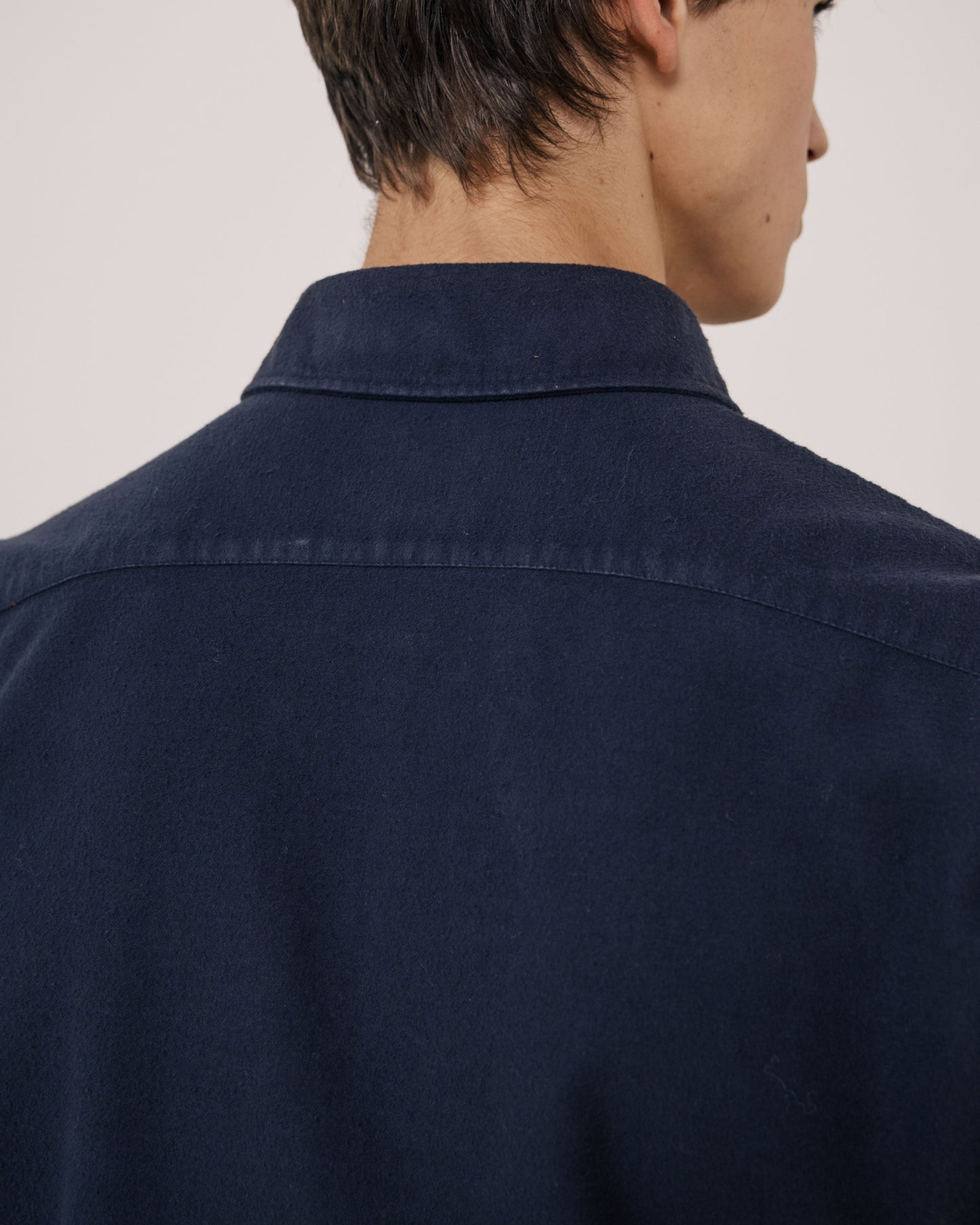 Chemise Homme en Flanelle de Coton Bleu Marine Paco