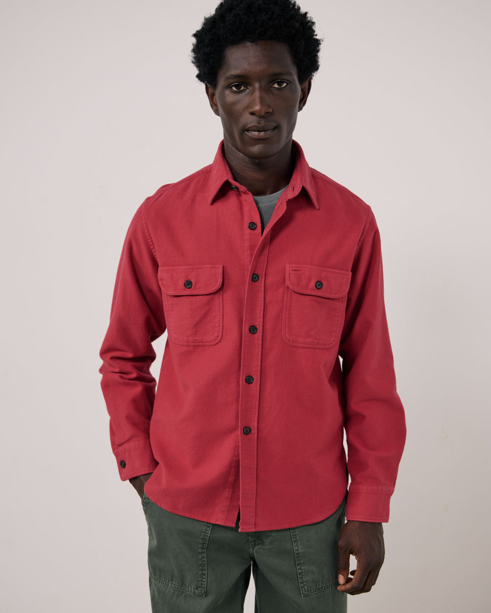 Chemise Homme en Flanelle de Coton Framboise Paco - Image principale