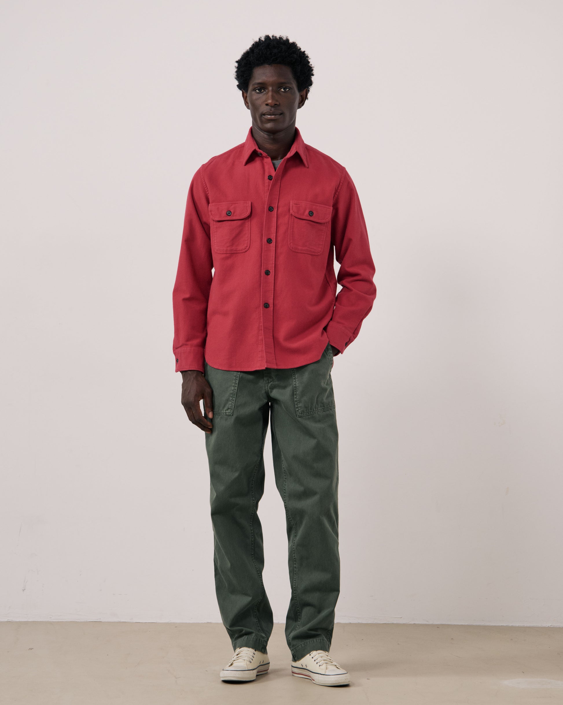Chemise Homme en Flanelle de Coton Framboise Paco