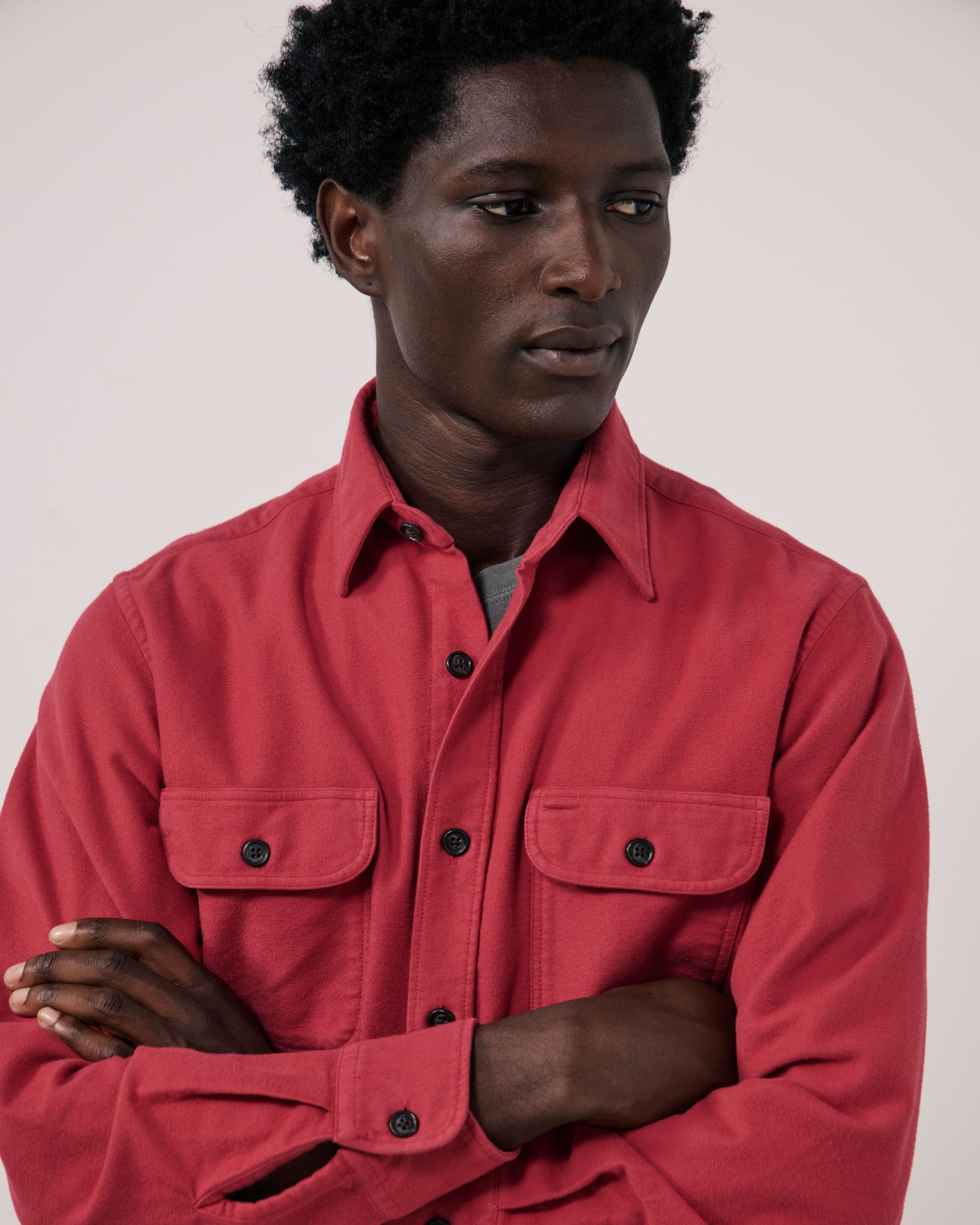 Chemise Homme en Flanelle de Coton Framboise Paco