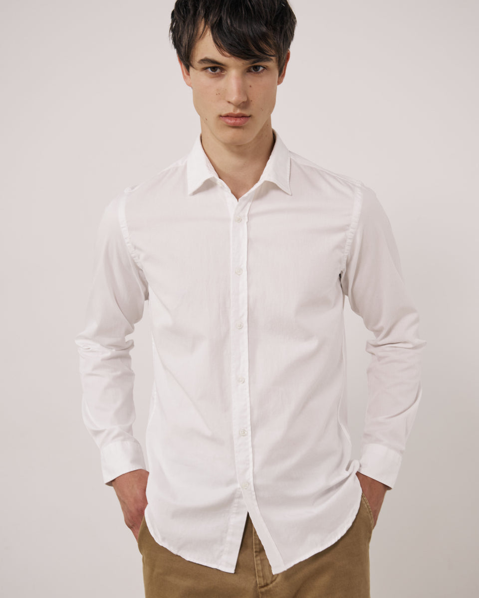 Chemise Homme en Gabardine de Coton Blanc Sammy - Image principale