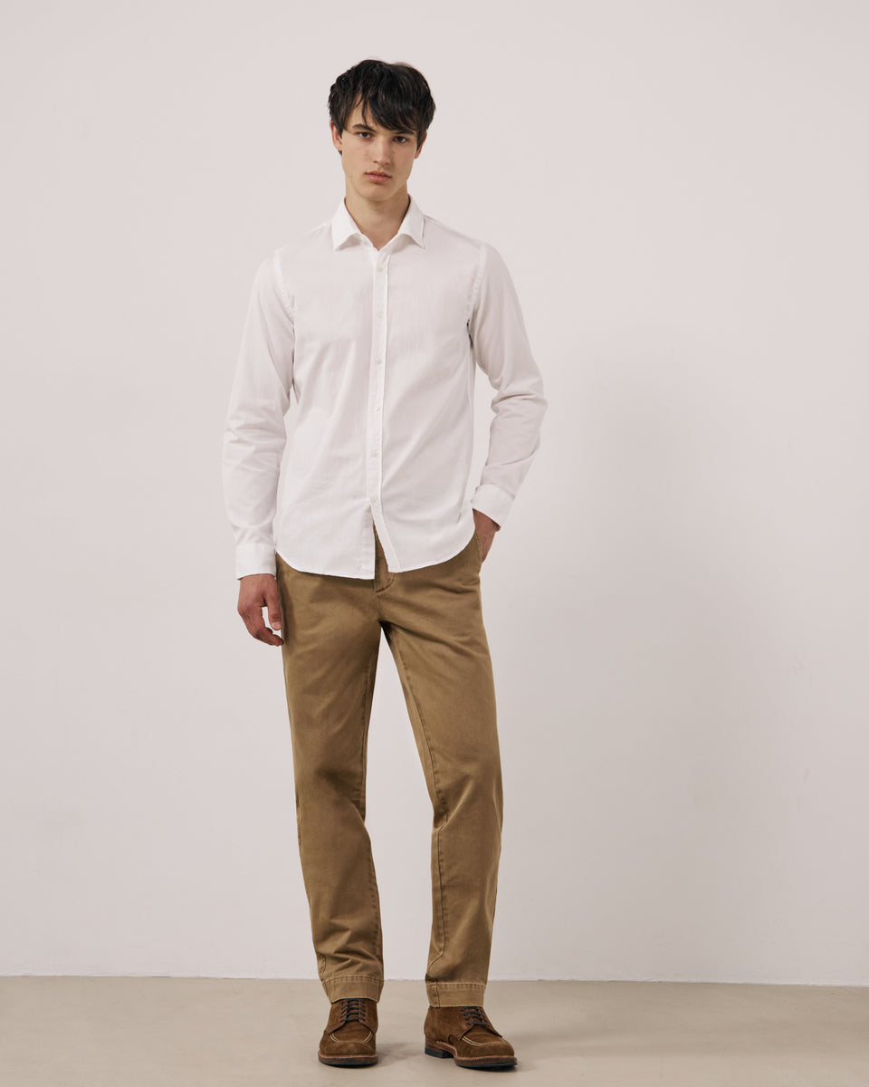 Chemise Homme en Gabardine de Coton Blanc Sammy - Image 2