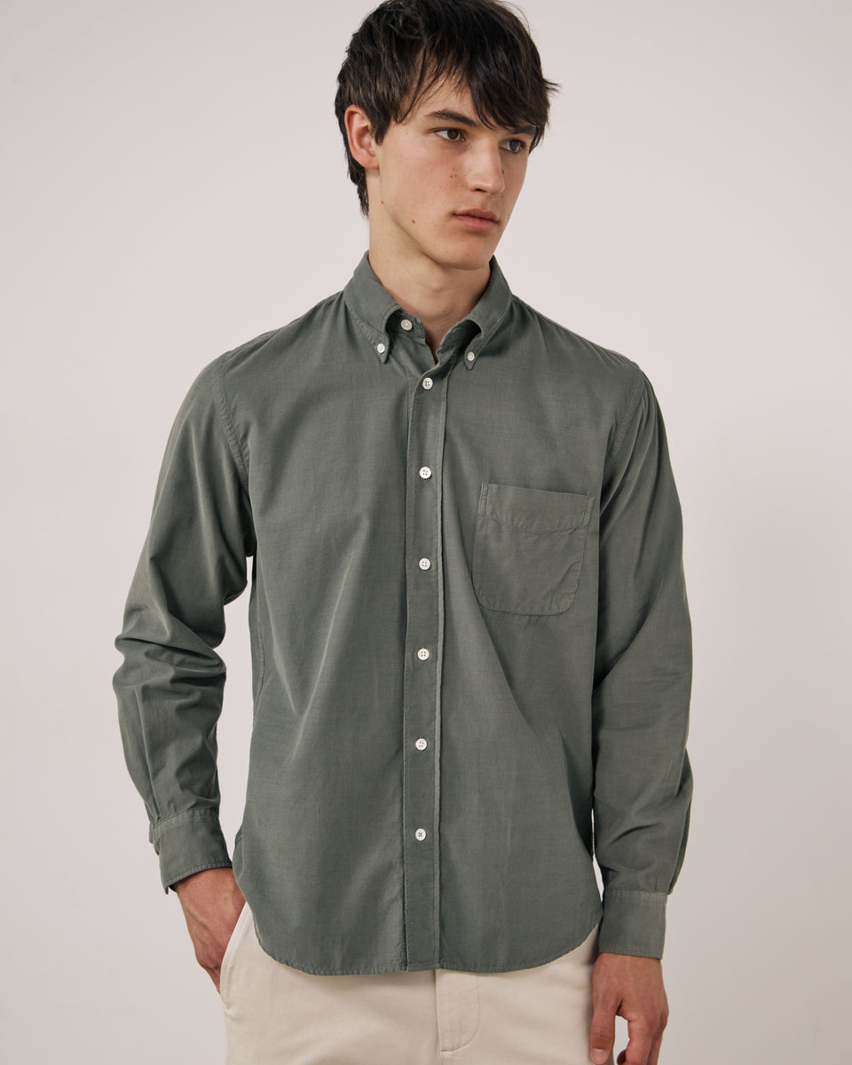 Chemise Homme en Velours Côtelé Fin Vert Militaire Pitt - Image principale