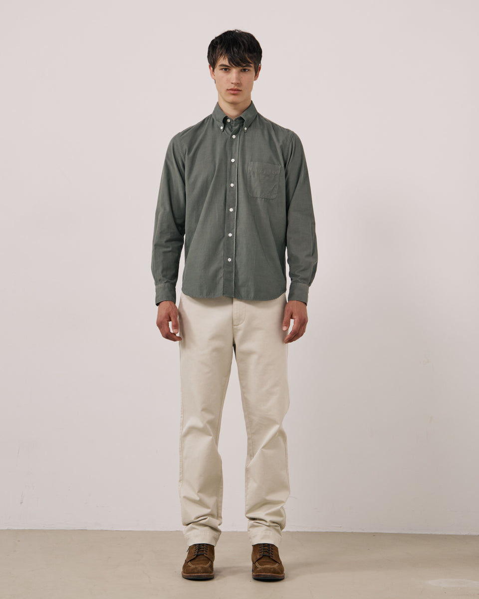 Chemise Homme en Velours Côtelé Fin Vert Militaire Pitt - Image 2