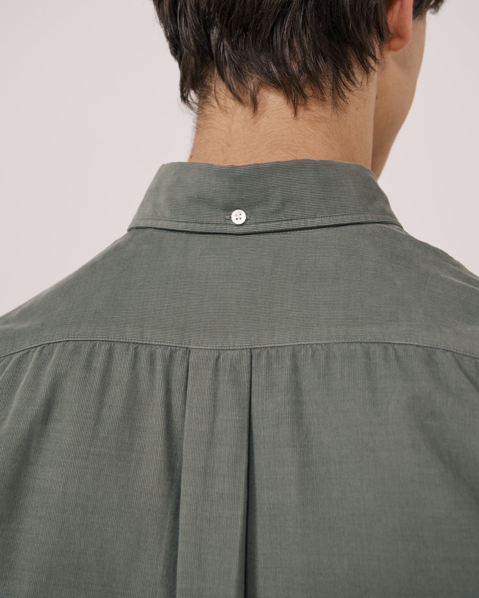 Chemise Homme en Velours Côtelé Fin Vert Militaire Pitt - Image 3