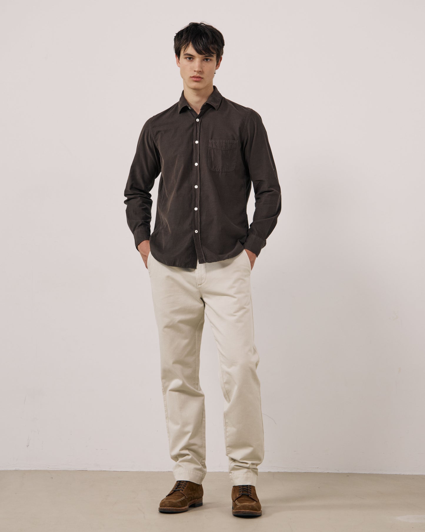 Chemise Homme en Velours Côtelé Fin Gris Storm