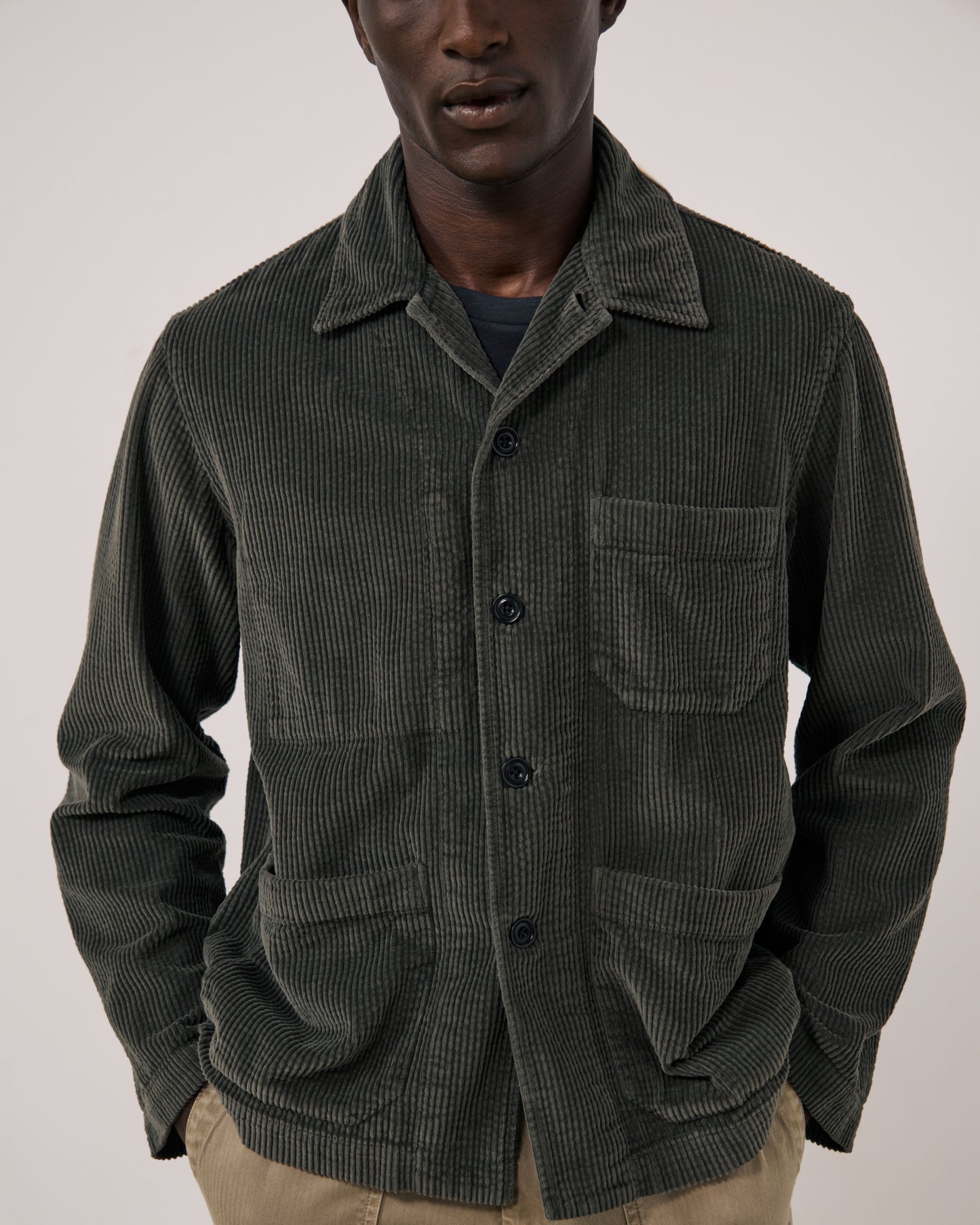 Veste Homme en Velours Côtelé Seersucker Vert Camo Perry
