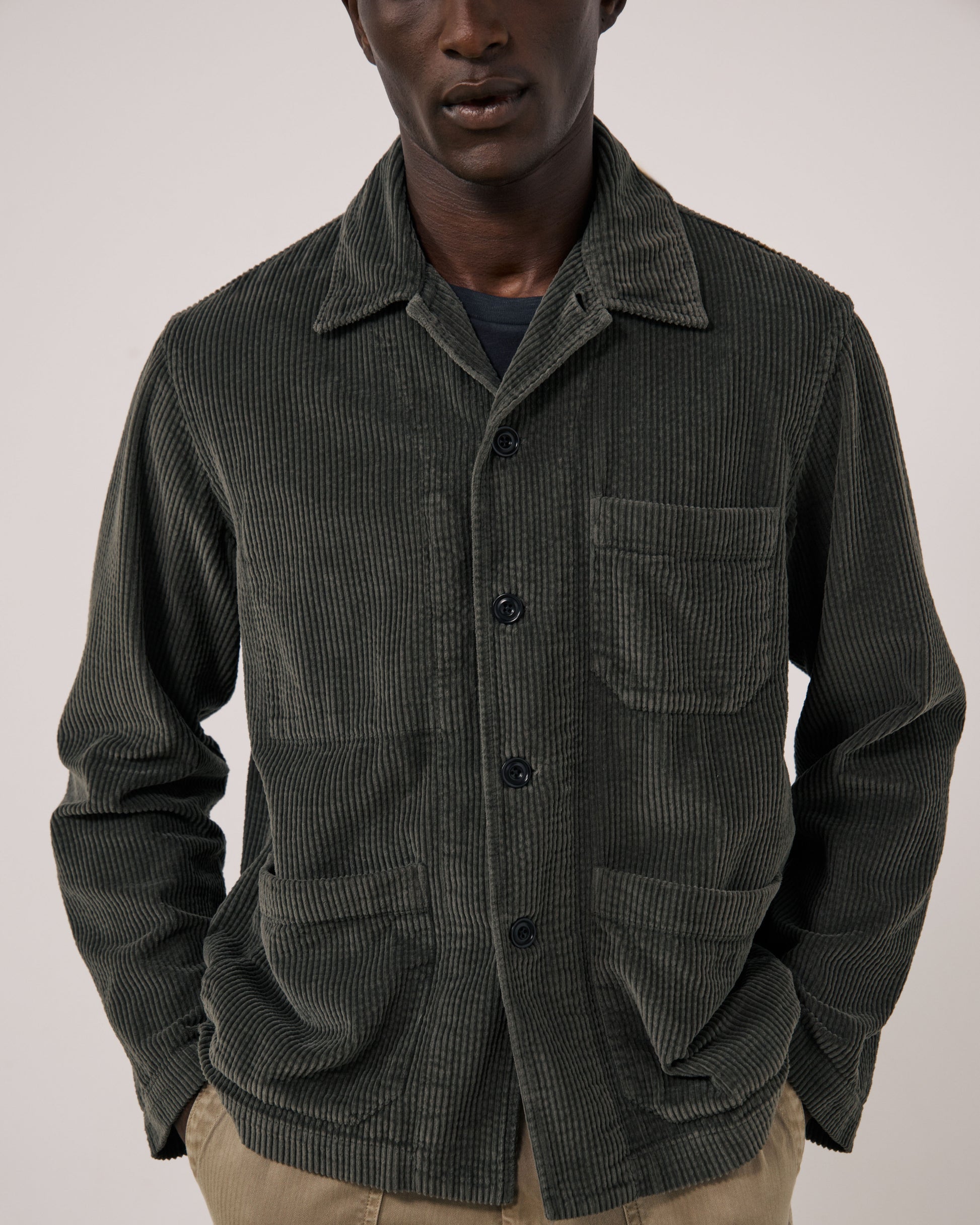 Veste Homme en Velours Côtelé Seersucker Vert Camo Perry