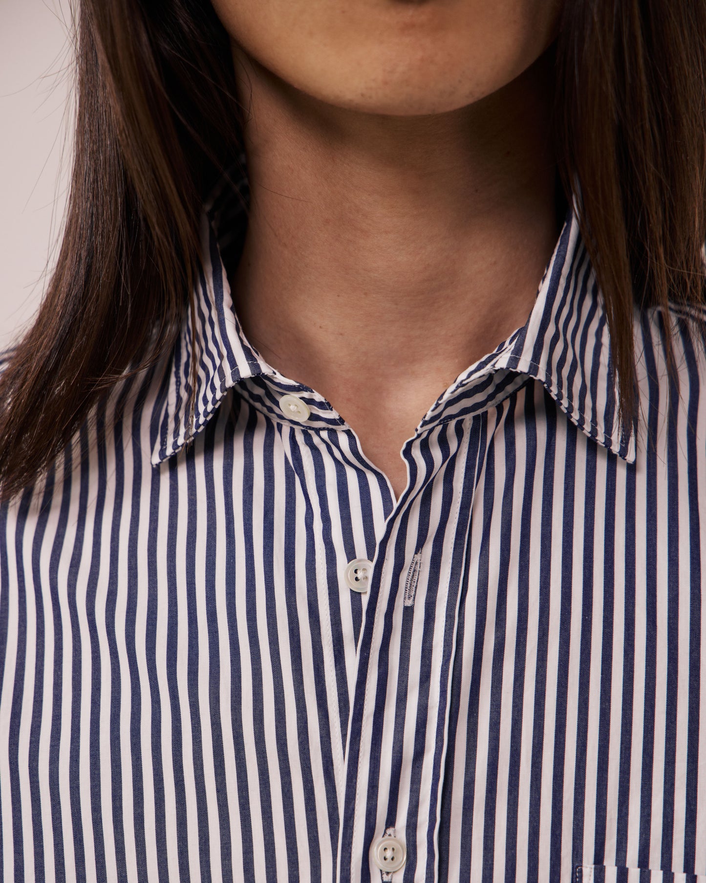 Chemise Homme en Popeline à Rayures Bleu Marine Paul