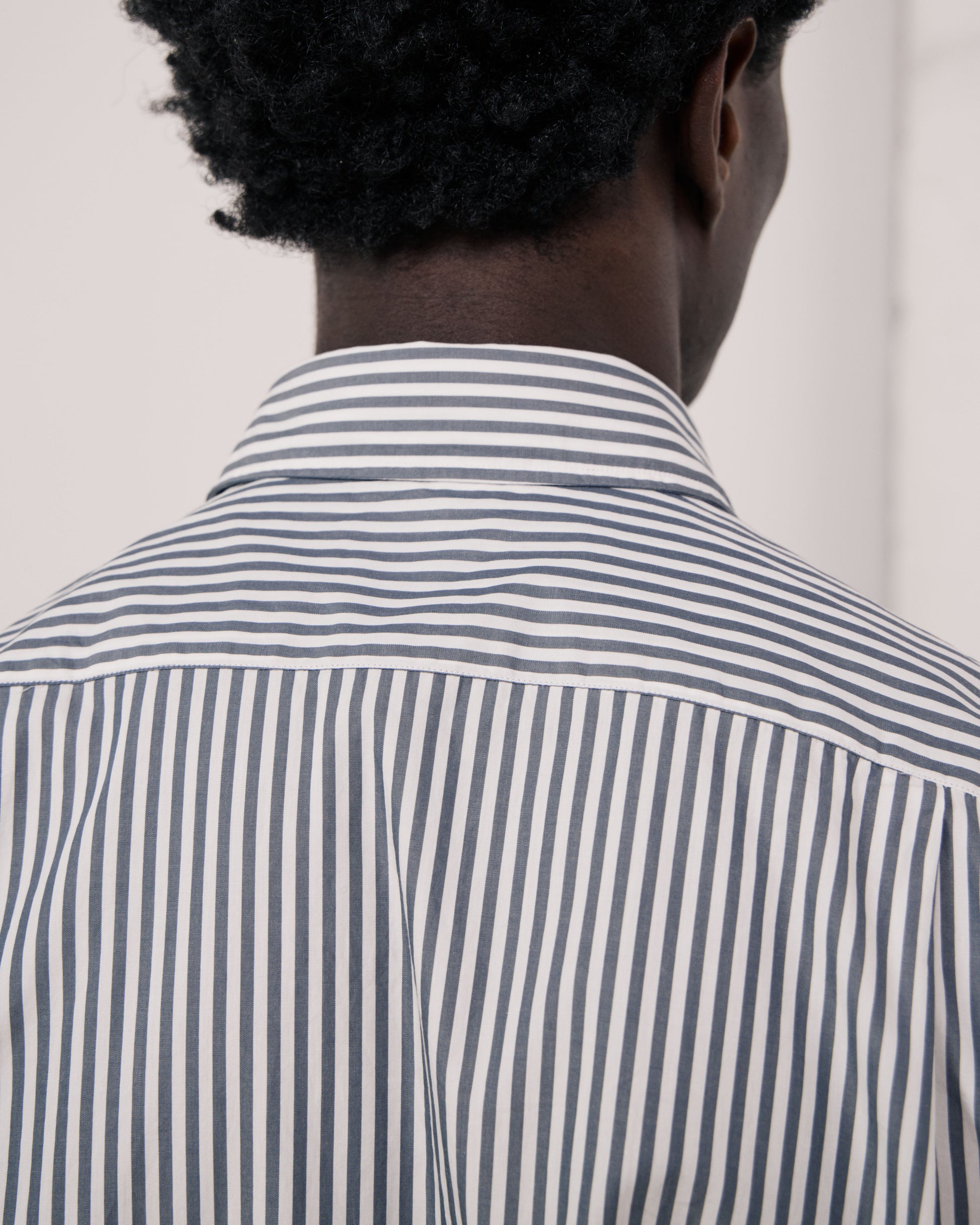 Chemise Homme en Popeline à Rayures Vert de gris Paul