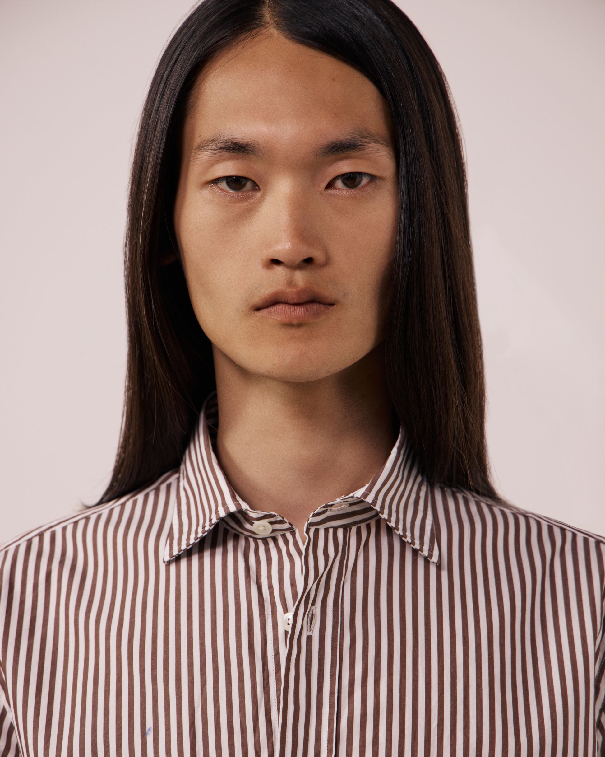Chemise Homme en Popeline à Rayures Marron Paul