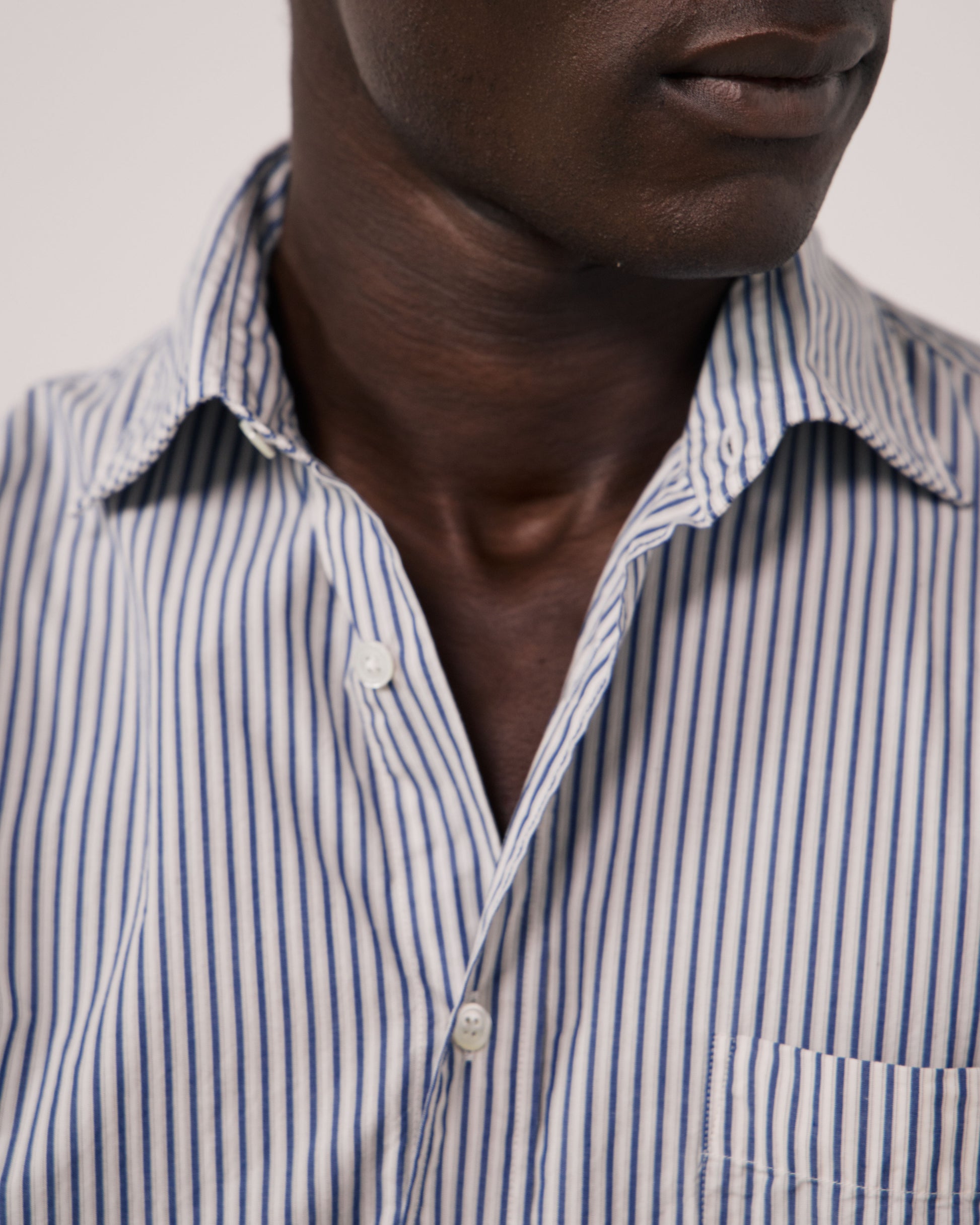 Chemise Homme en Popeline à Rayures Bleu Marine Paul