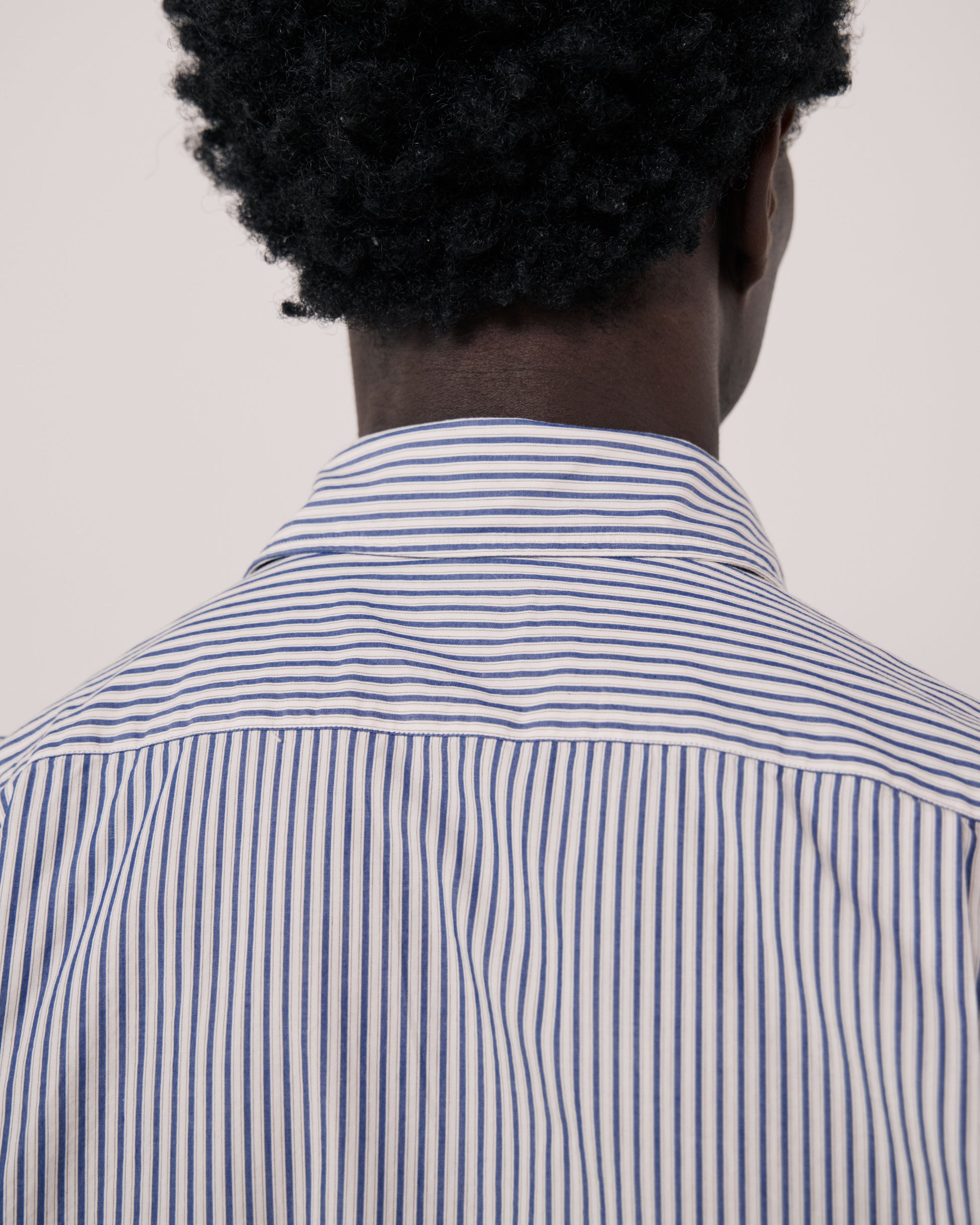 Chemise Homme en Popeline à Rayures Bleu Marine Paul